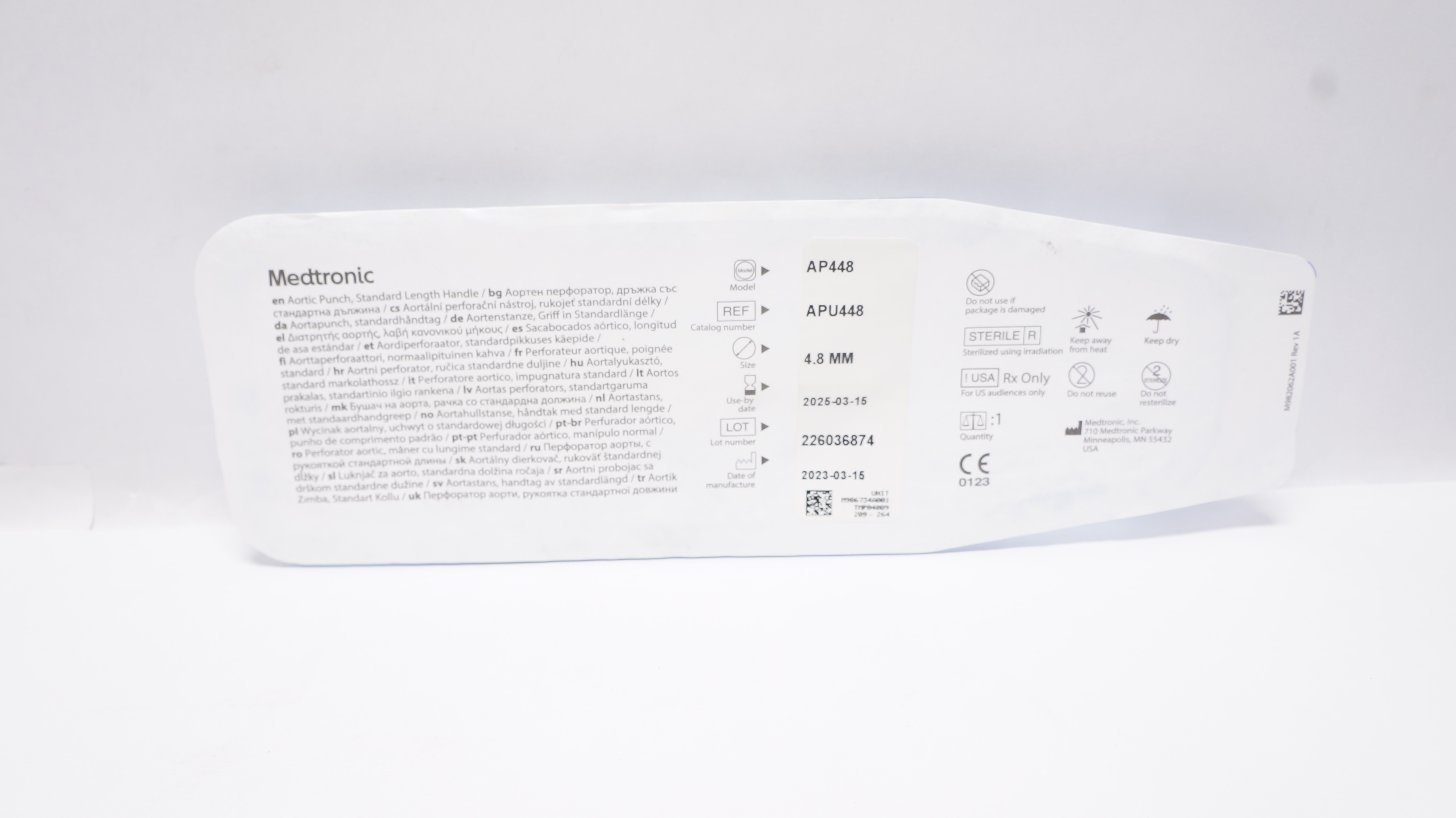 Medtronic APU448 Aortic Punch, Standard Length Handle 4.8mm