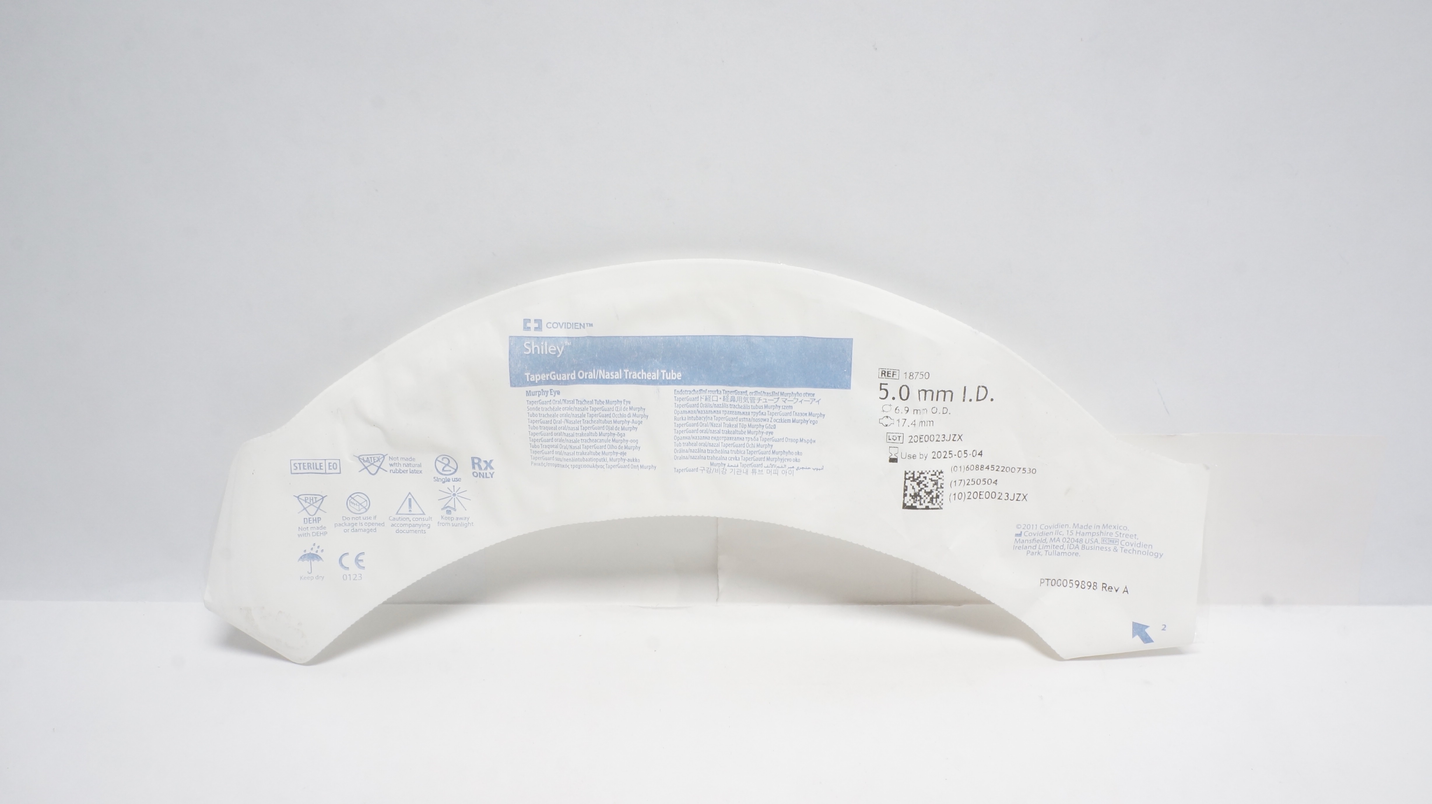 Covidien 18750 Shiley TaperGuard Oral/Nasal Tracheal Tube,Murphy Eye 5.0mm (x)
