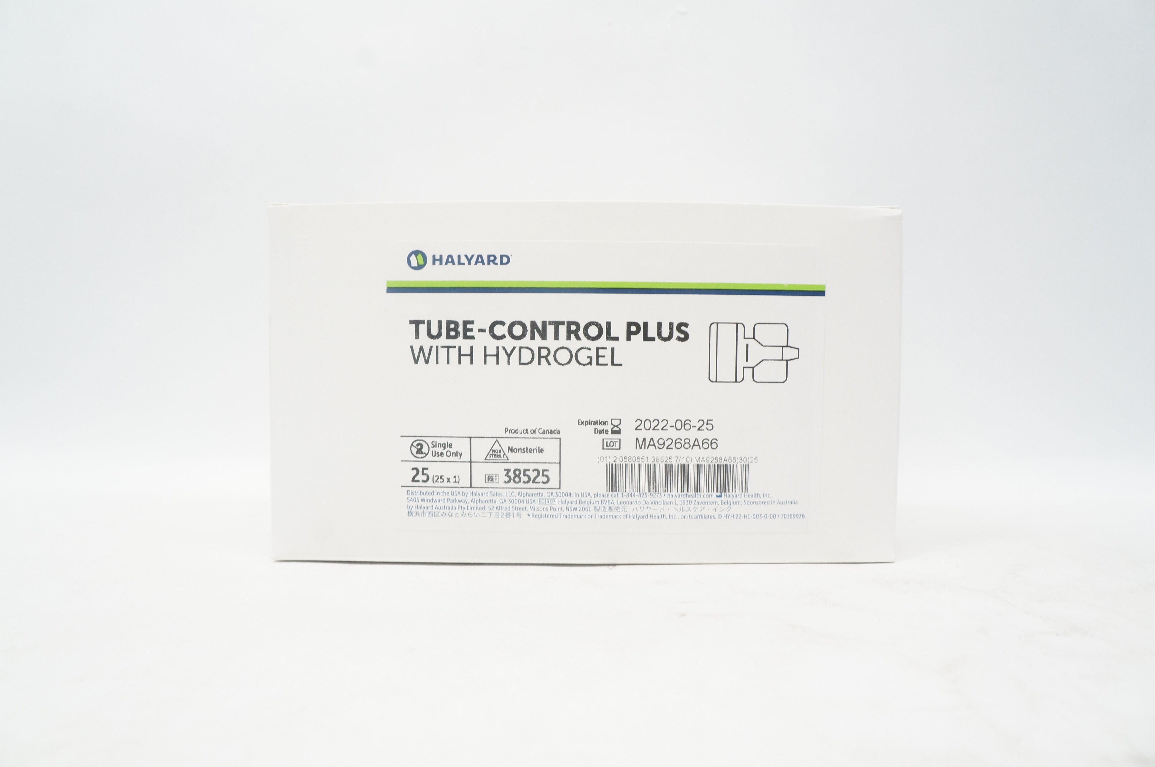 Halyard 38525 Tube-Control Plus  With Hydrogel - Box of 25