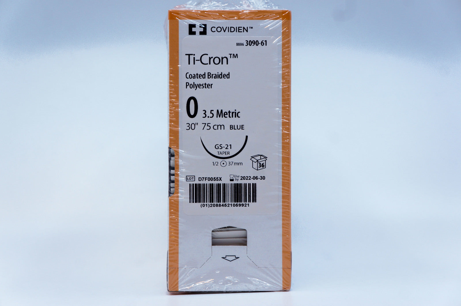 Covidien 3090-61 0 Ti-Cron, GS-21, 1/2 37mm, 30inch ~ Pack of 36