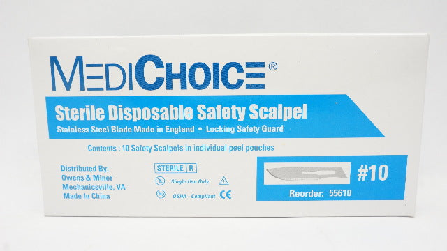 MediChoice 55610 Safety Scalpel Stainless Sterile Disposable - Box of 10