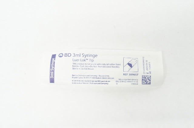 BD 309657 Plastipak Luer-Lok Tip Syringe 3ml
