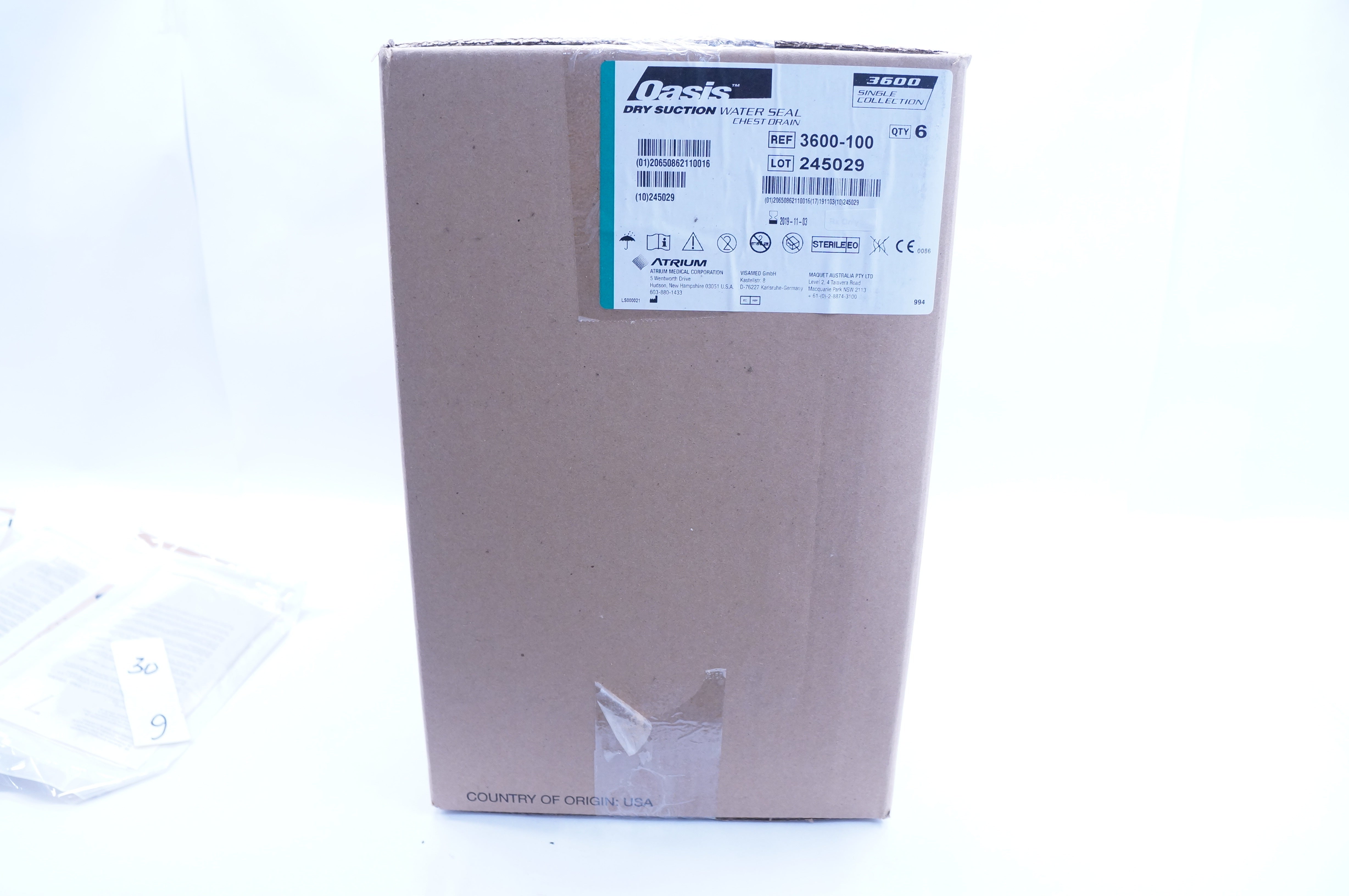 Atrium 3600-100 Oasis Dry Suction Water Seal Chest Drain (x) - Box of 6