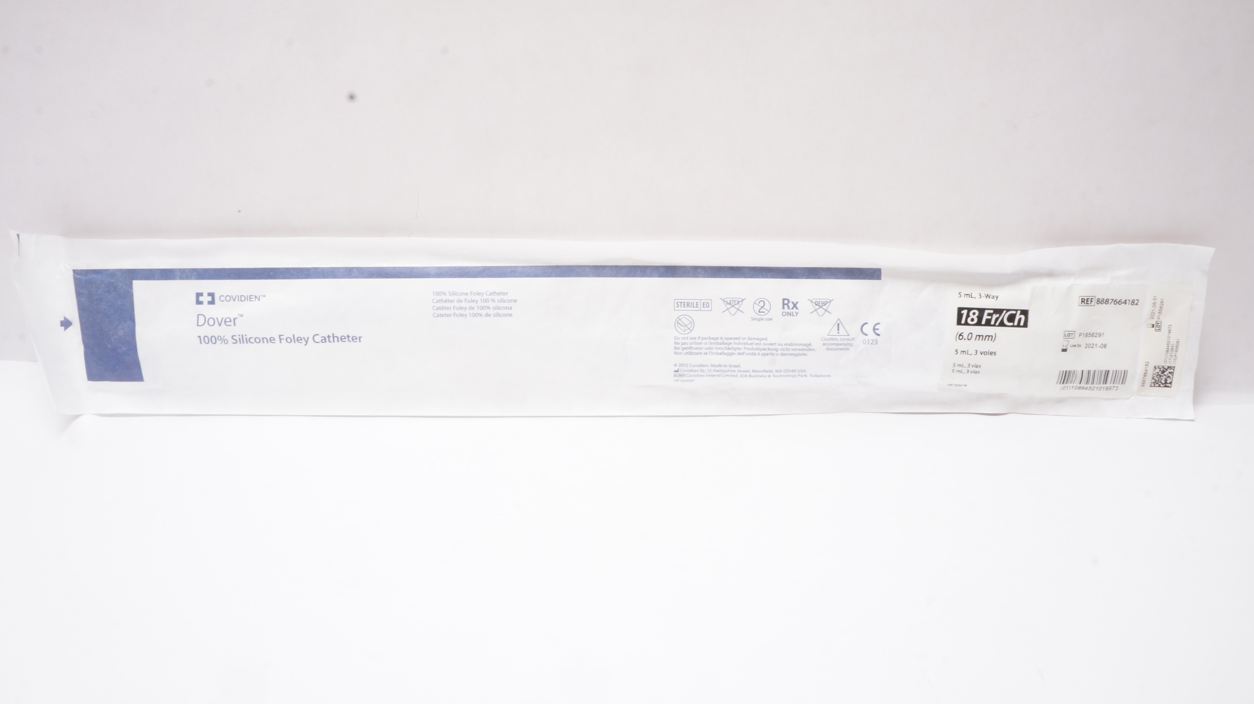 Covidien 8887664182 Dover 100% Silicone Foley Cath. 18Fr/Ch 5ml,3-Way (x)