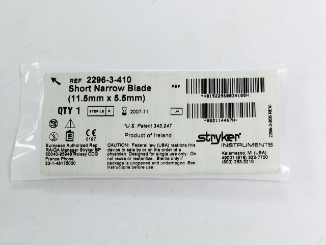 2296-3-410 ~ Stryker Short Narrow Blade 11.5mm x 5.5mm (x)