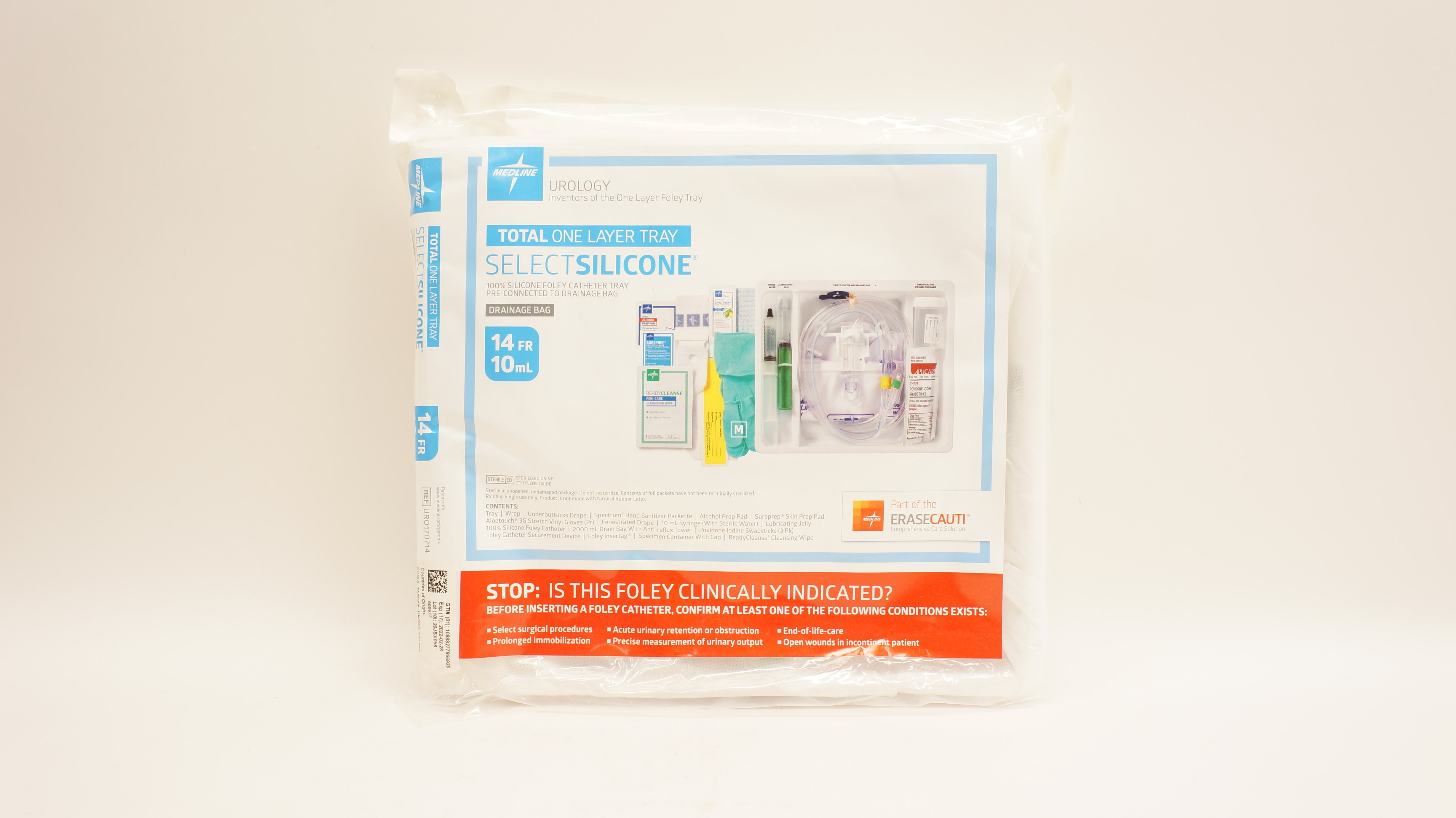 Medline UR0170714 100% Silicone Foley Catheter Tray 14Fr 10ml