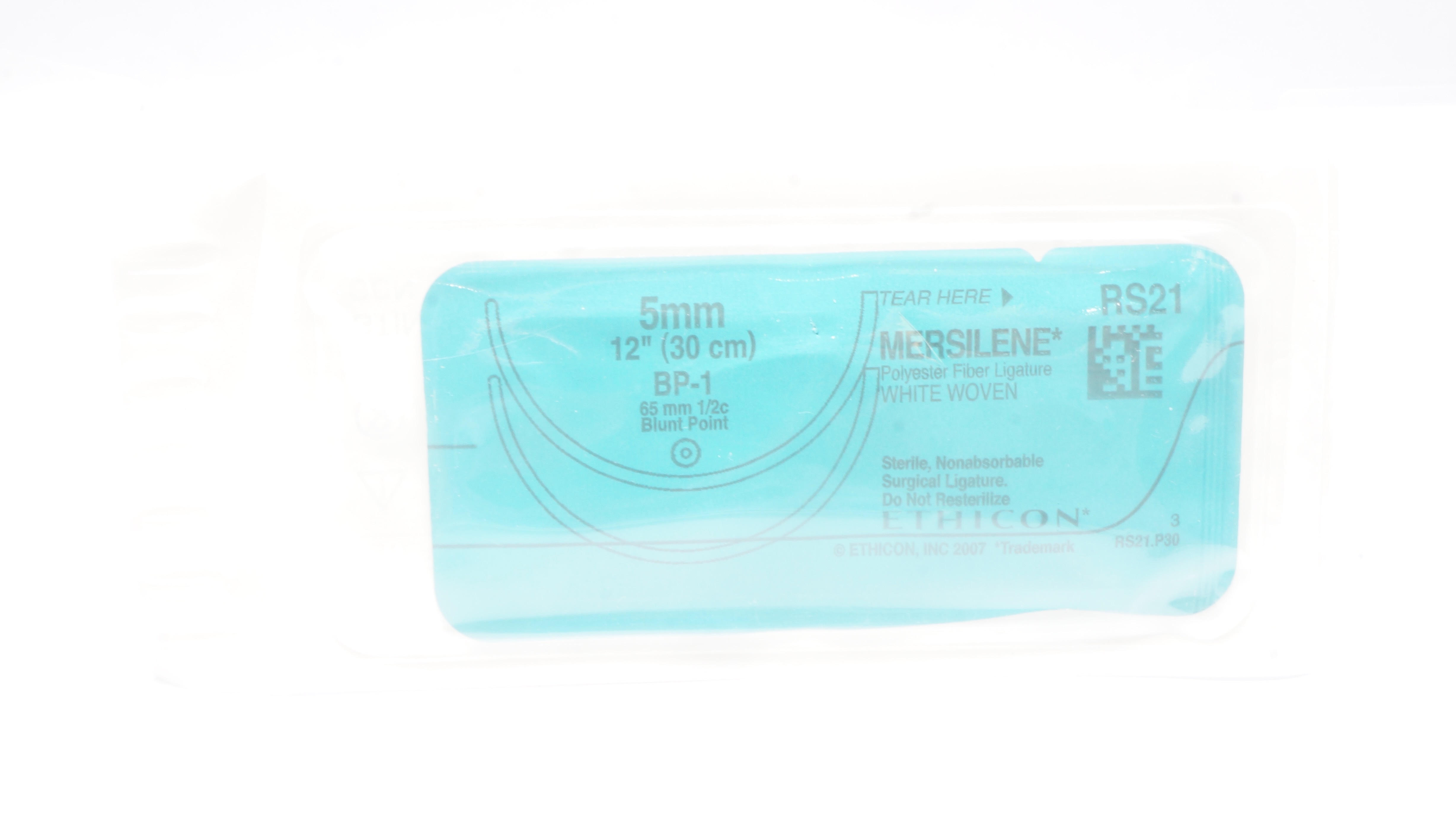 Ethicon RS21 5mm MERSILENE, White Woven, BP-1 Blunt Point 65mm 1/2c, 12inch (x)