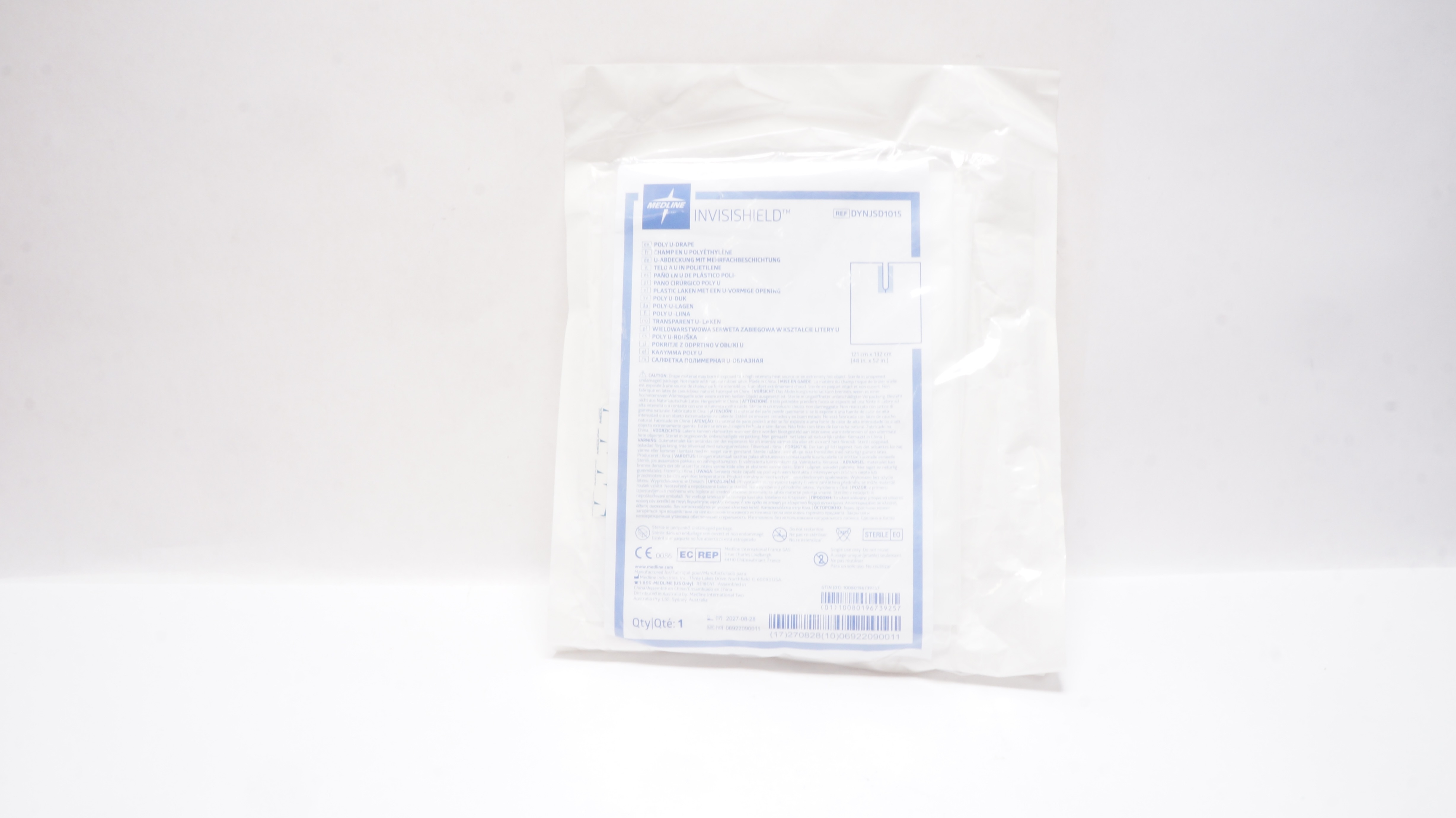 Medline DYNJSD1015 Invisishield Poly U-Drape 48inch x 52inch