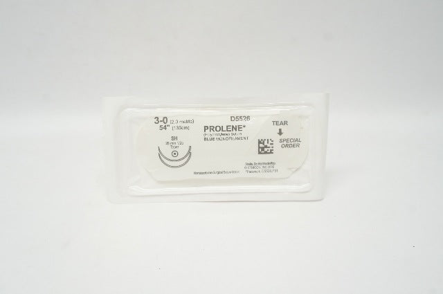 Ethicon D5526 3-0 PROLENE SH 26 mm 1/2c Taper, Blue Monofilament Stre. 54inch