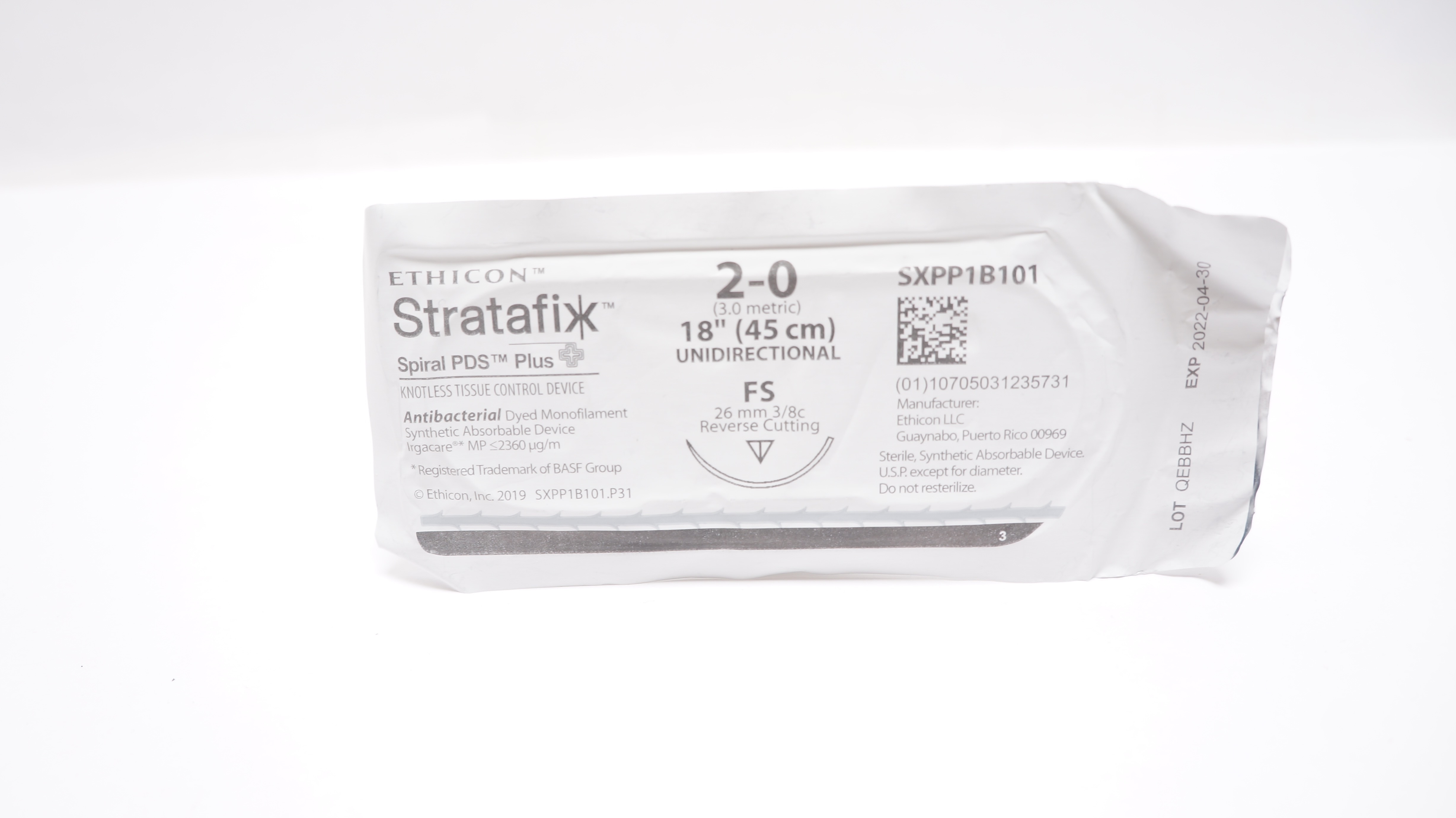 Ethicon SXPP1B101 2-0 Stratafix Spiral PDS Plus, FS, 26mm 3/8cm, 18inch (x)