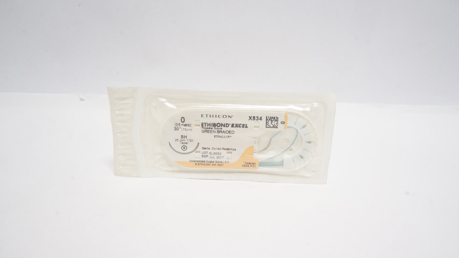 ETHICON X834 ETHIBOND EXCEL Suture Size 0 Green 30"
