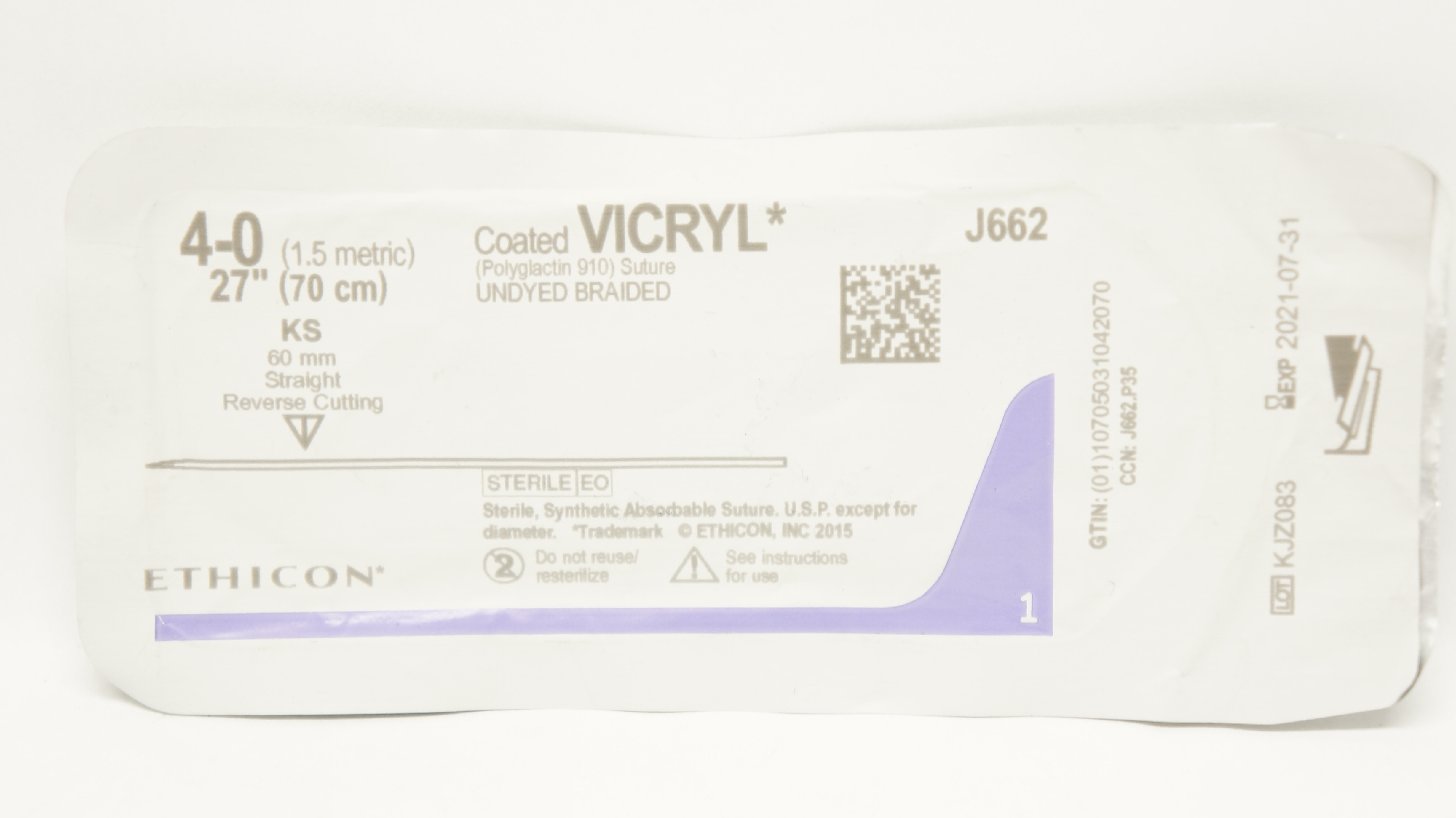 Ethicon J493 5-0 Coated VICRYL Stre P-3 13mm 3/8c Reverse Cutting, 18inch (x)