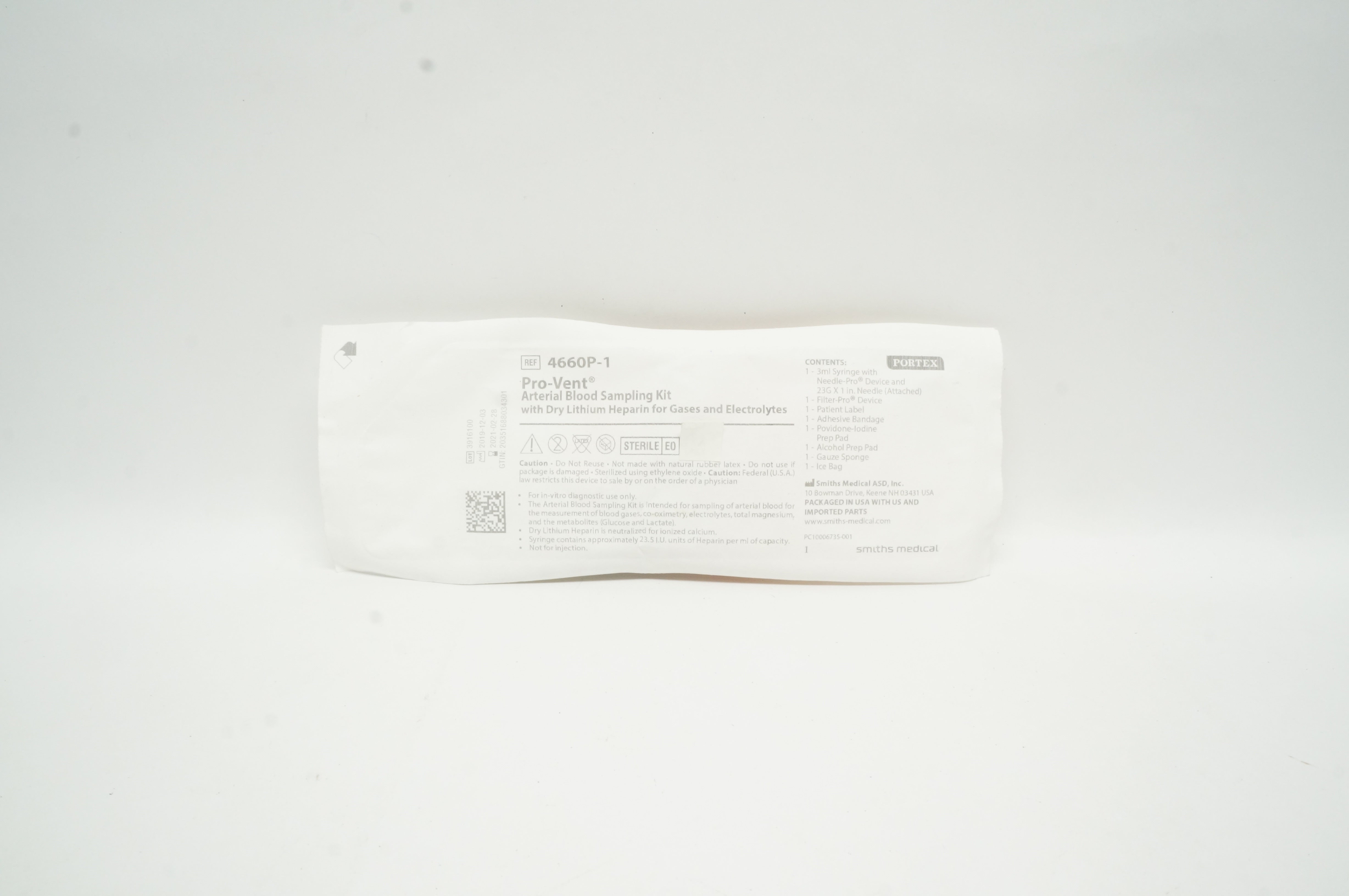 Smiths Medical 4660P-1 Portex Pro-Vent Arterial Blood Sampling Kit (x)