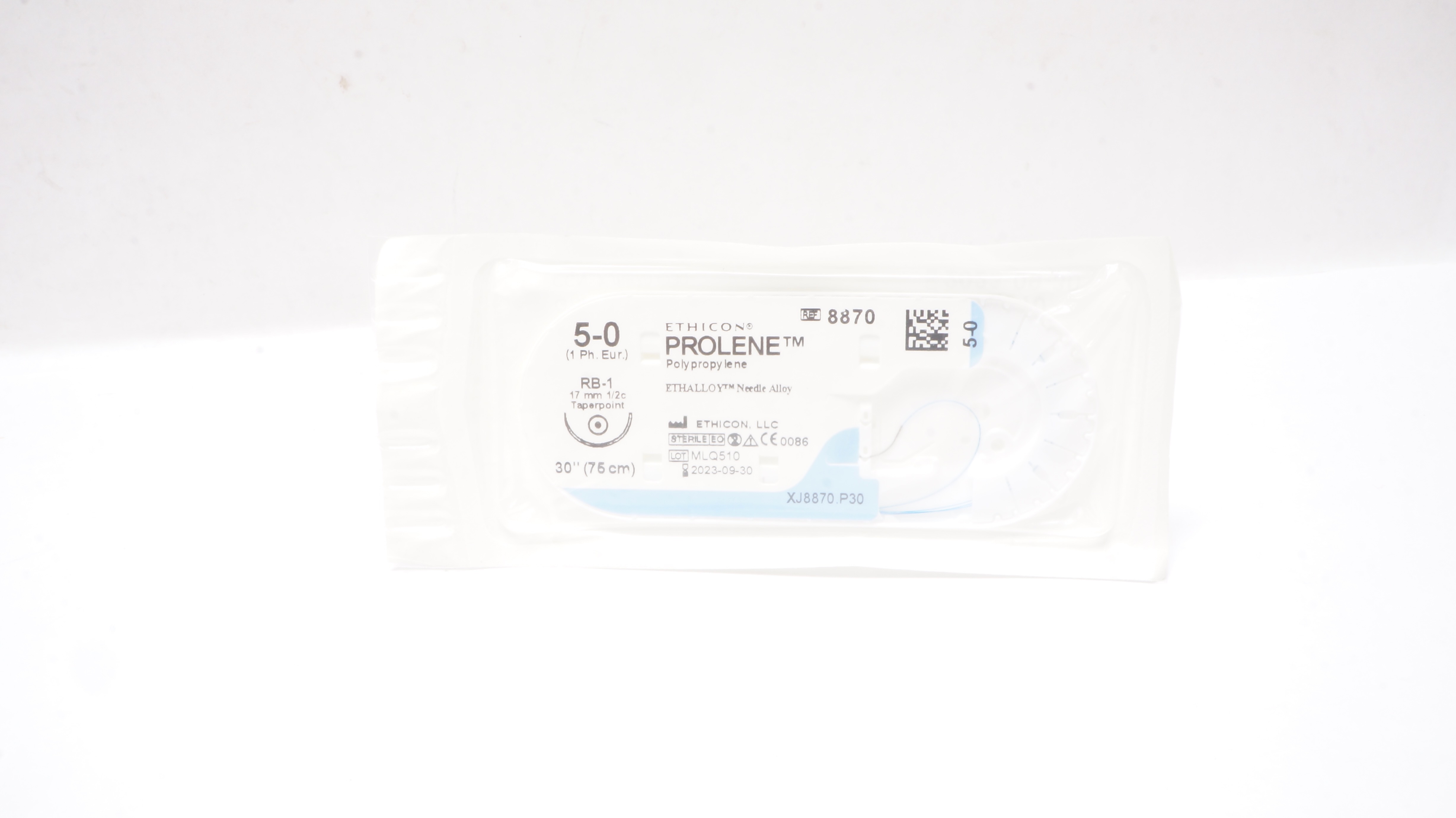 Ethicon 8870 5-0 Prolene Polypropylene, RB-1, 17mm 1/2c Taperpoint, 30 inch