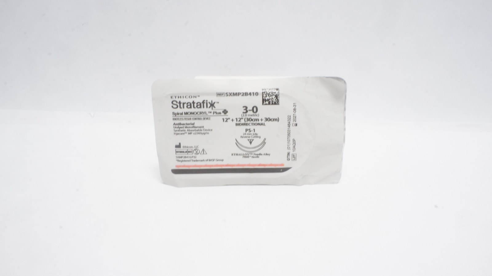 Ethicon SXMP2B410 Stratafix 3-0 Suture 12" + 12" PS-1