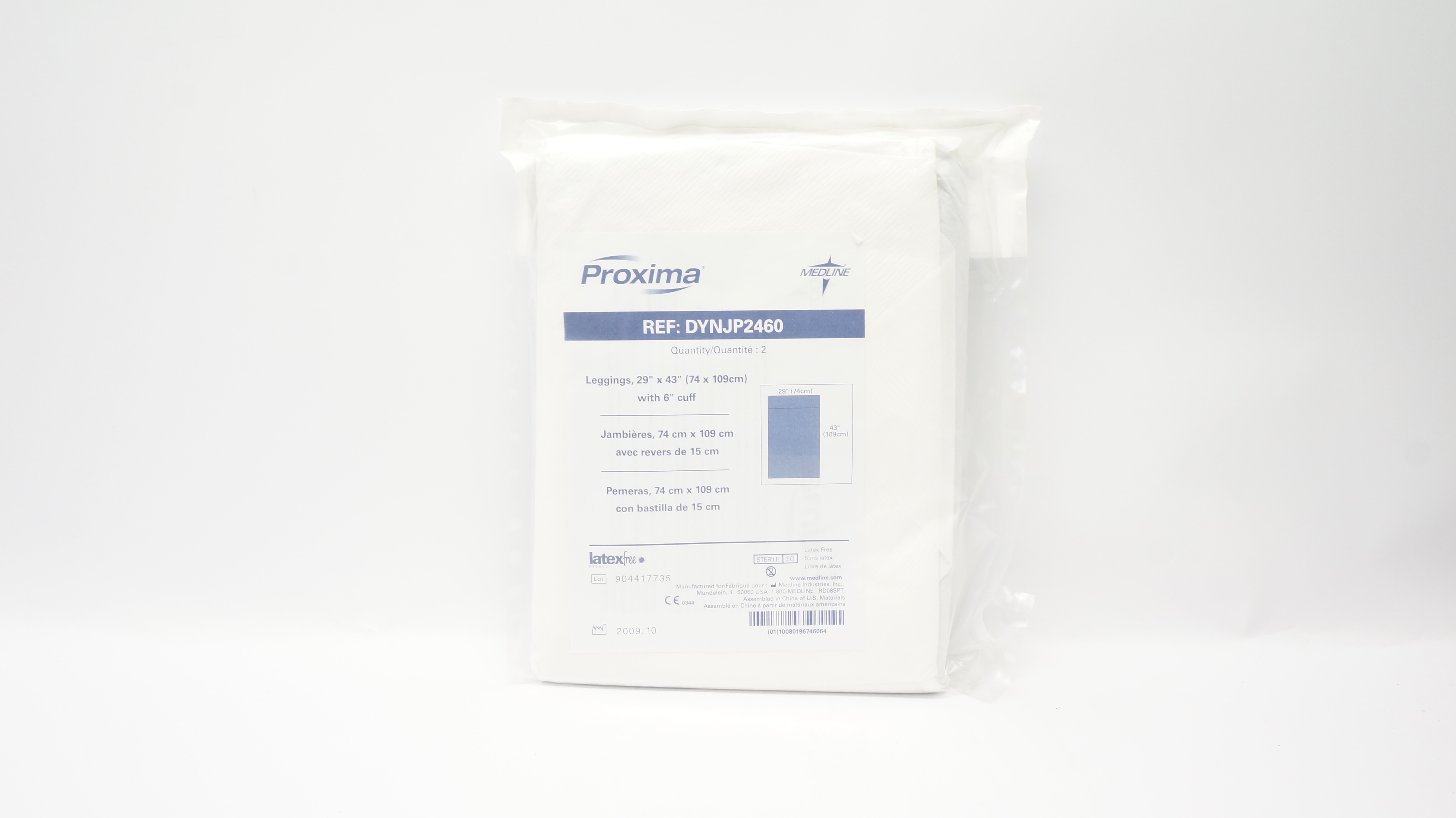 Medline DYNJP2460 Proxima Leggings, 29inch x 43inch with 6inch Cuff - Pack of 2