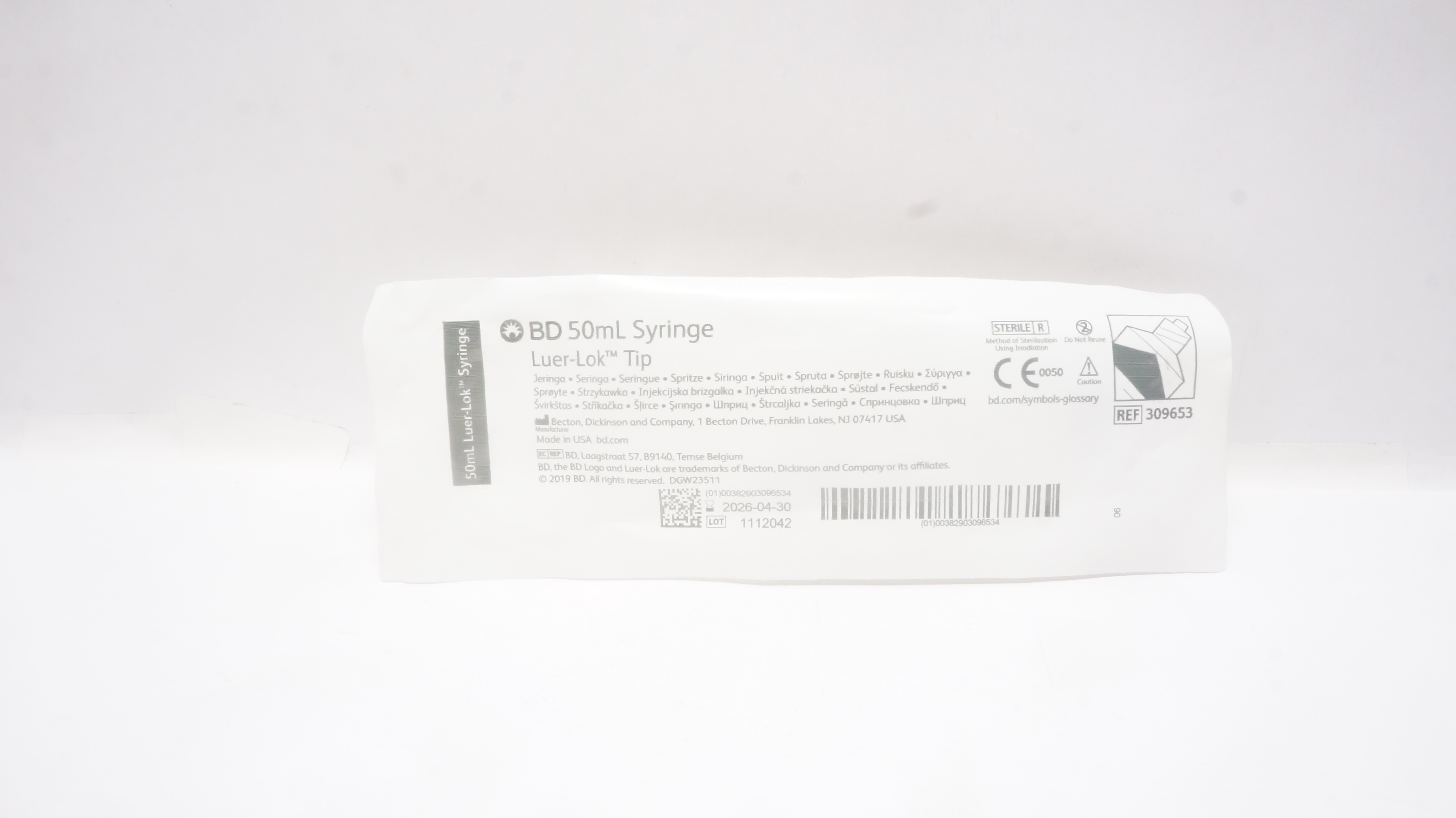 BD 309653 Syringe Luer-Lok Tip 50mL