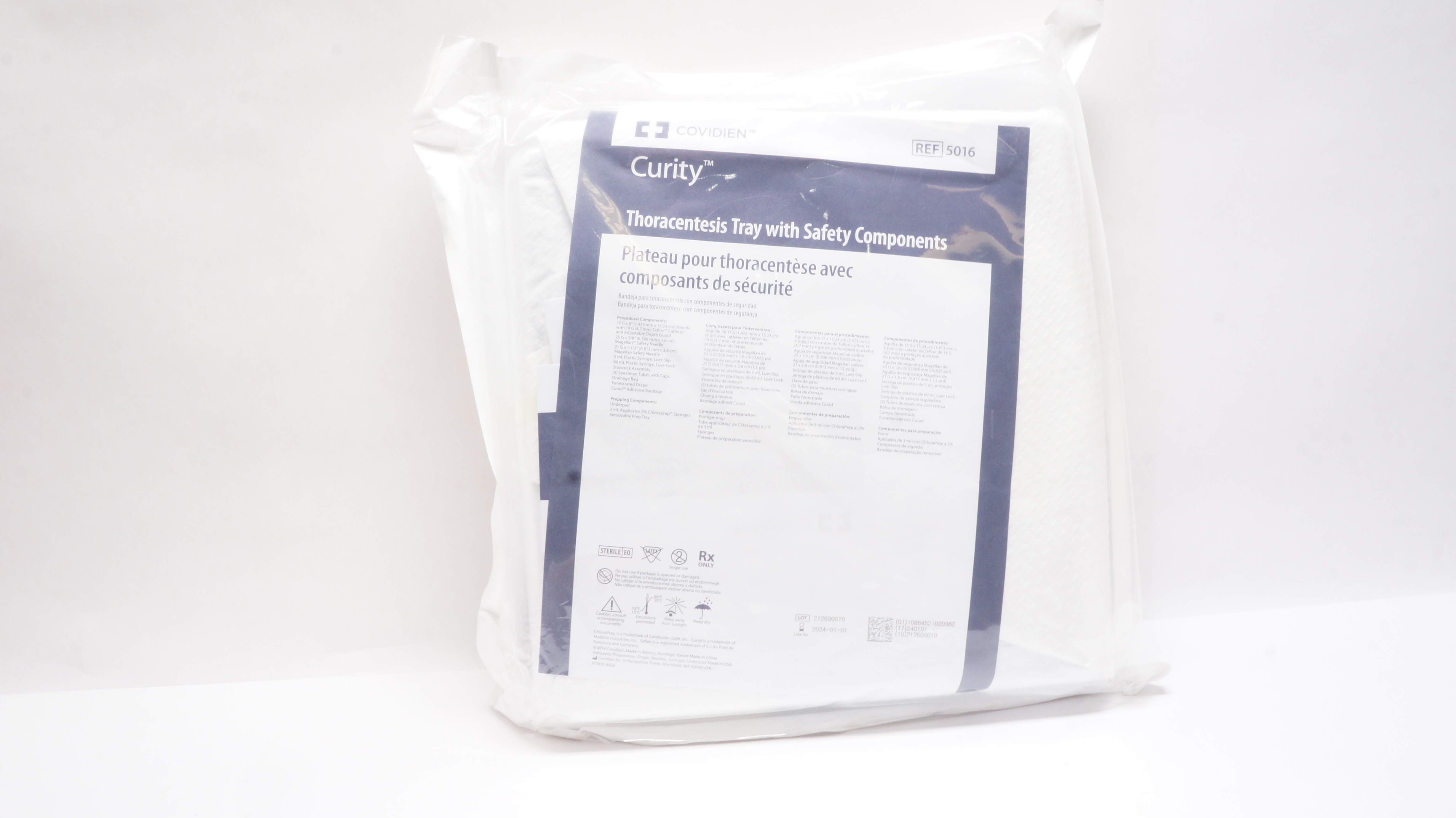 Covidien 5016 Curity Thoracentesis Tray with Safety Components