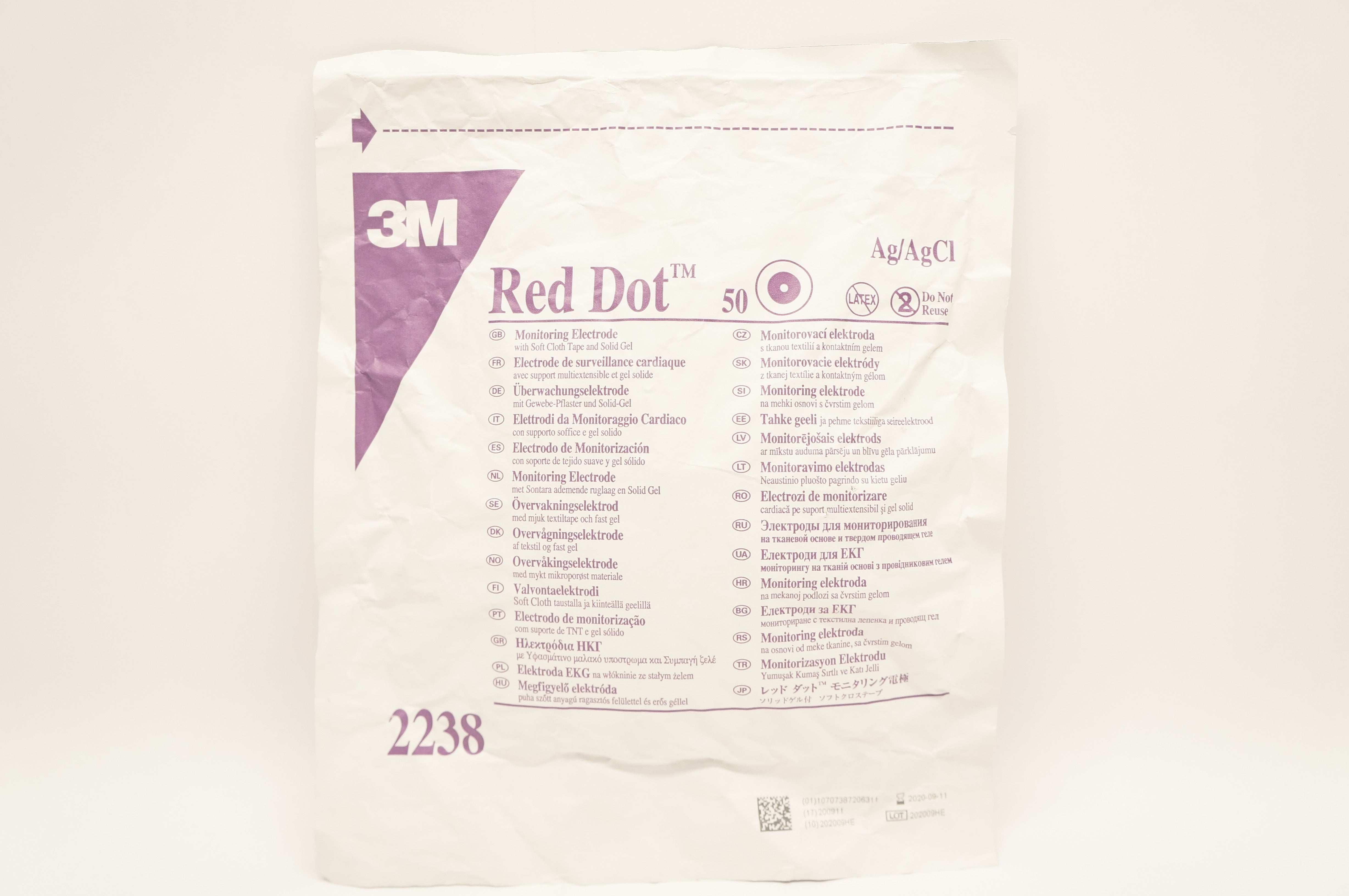 3M 2238 Monitoring Electrode with Soft Cloth Tape and Solid Gel 50 AG/AgCl (x)