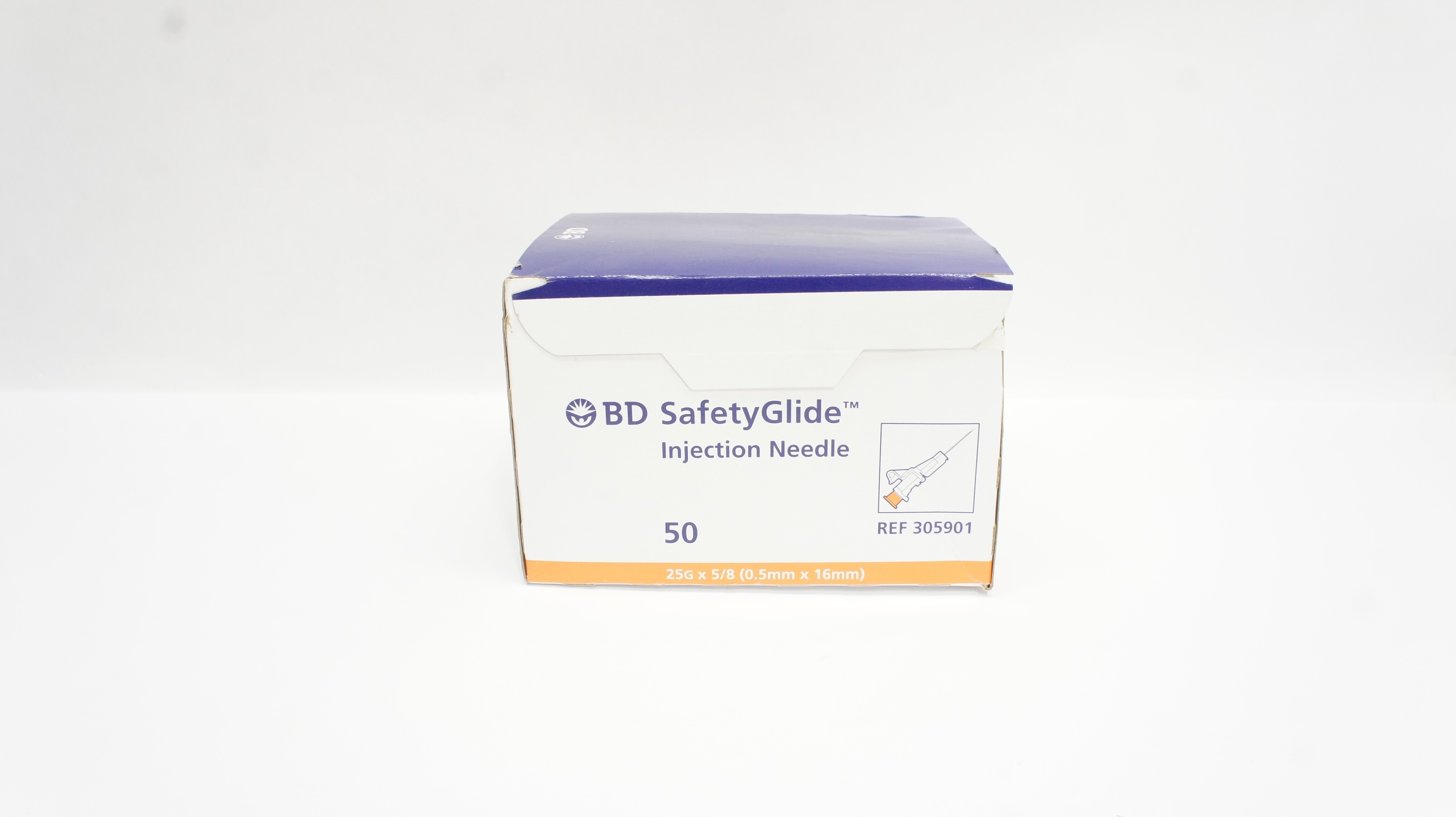 BD 305901 Safety Glide Injection Ndle 25G x 5/8inch (x) - Box of 50
