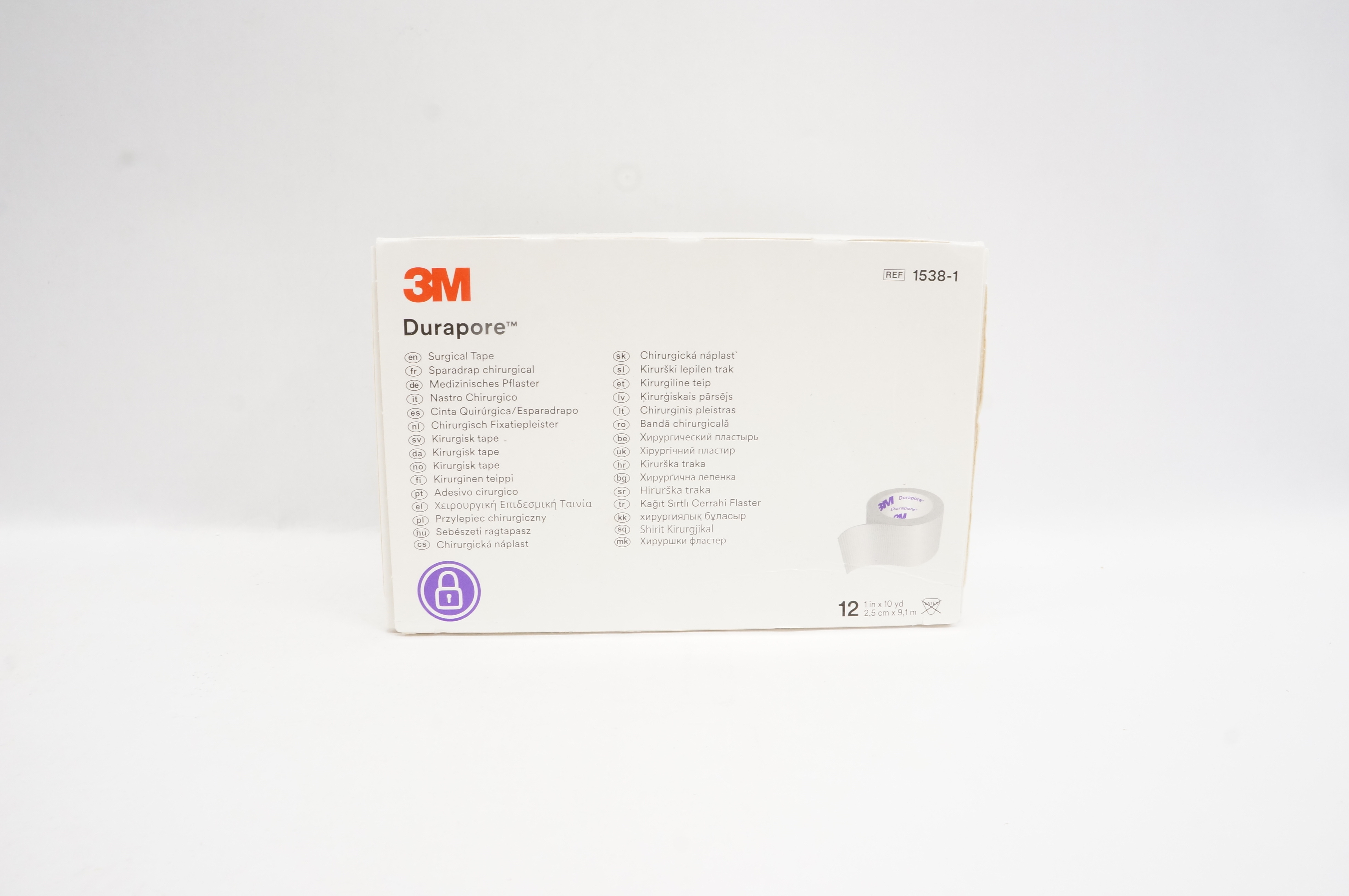 3M 1538-1 Durapore Surgical Tape 1inch x 10yd. - Box of 12