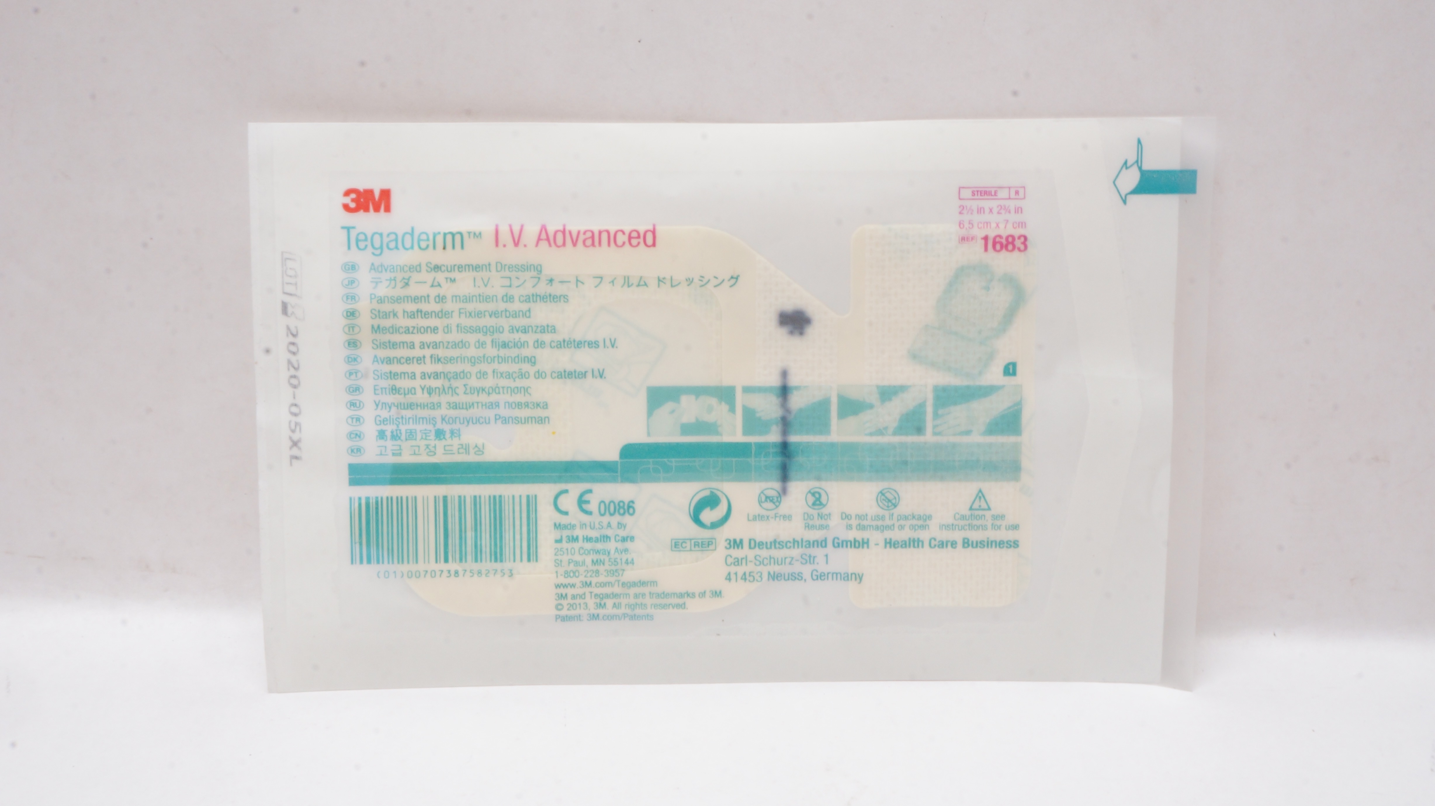 3M 1683 Tegaderm I.V. Advanced Securement Dressing 2-1/2inch x 2-3/4 inch (x)
