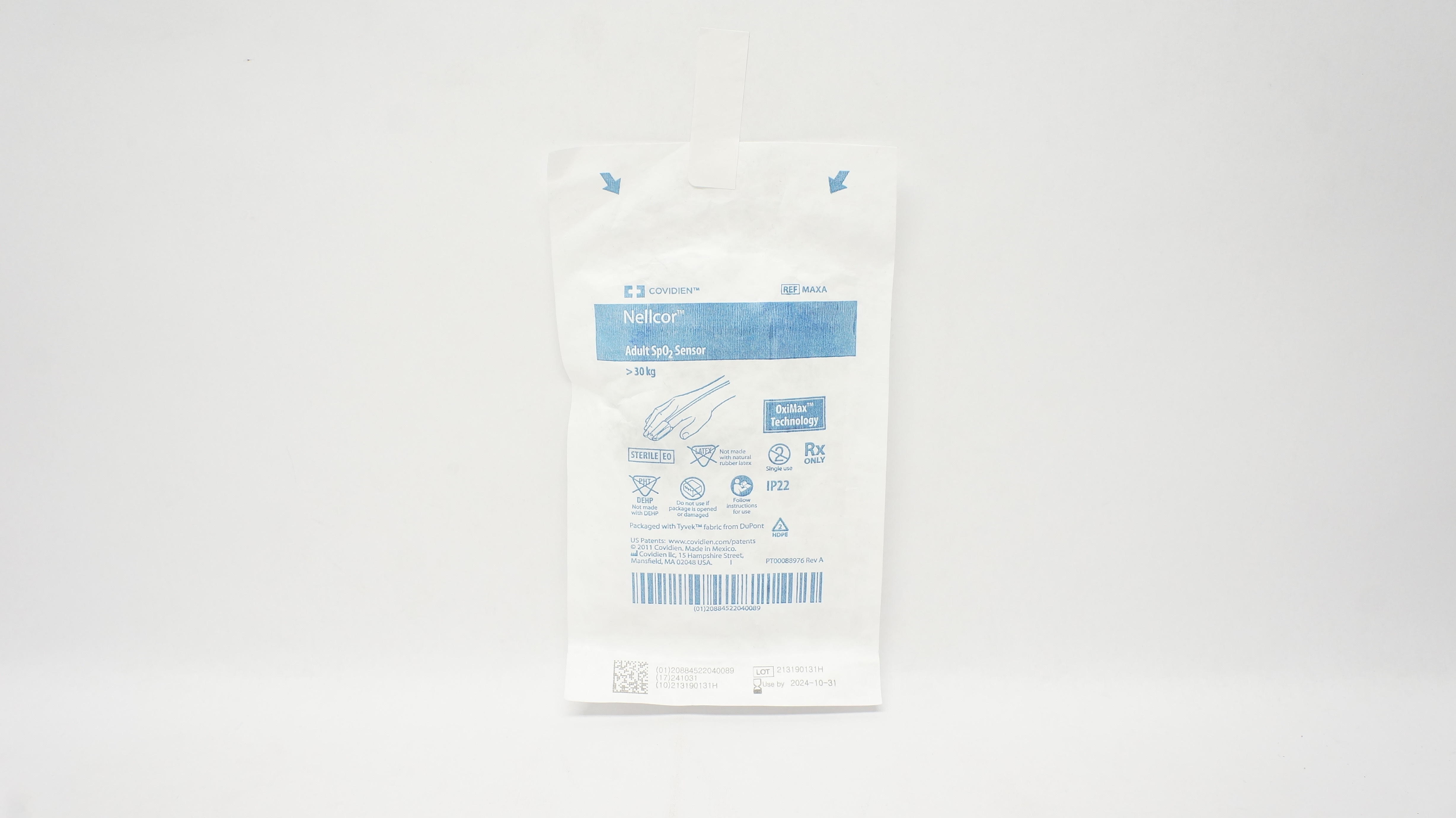 Covidien MAXA Nellcor Adult SpO2 Sensor >30kg OxiMax Technology