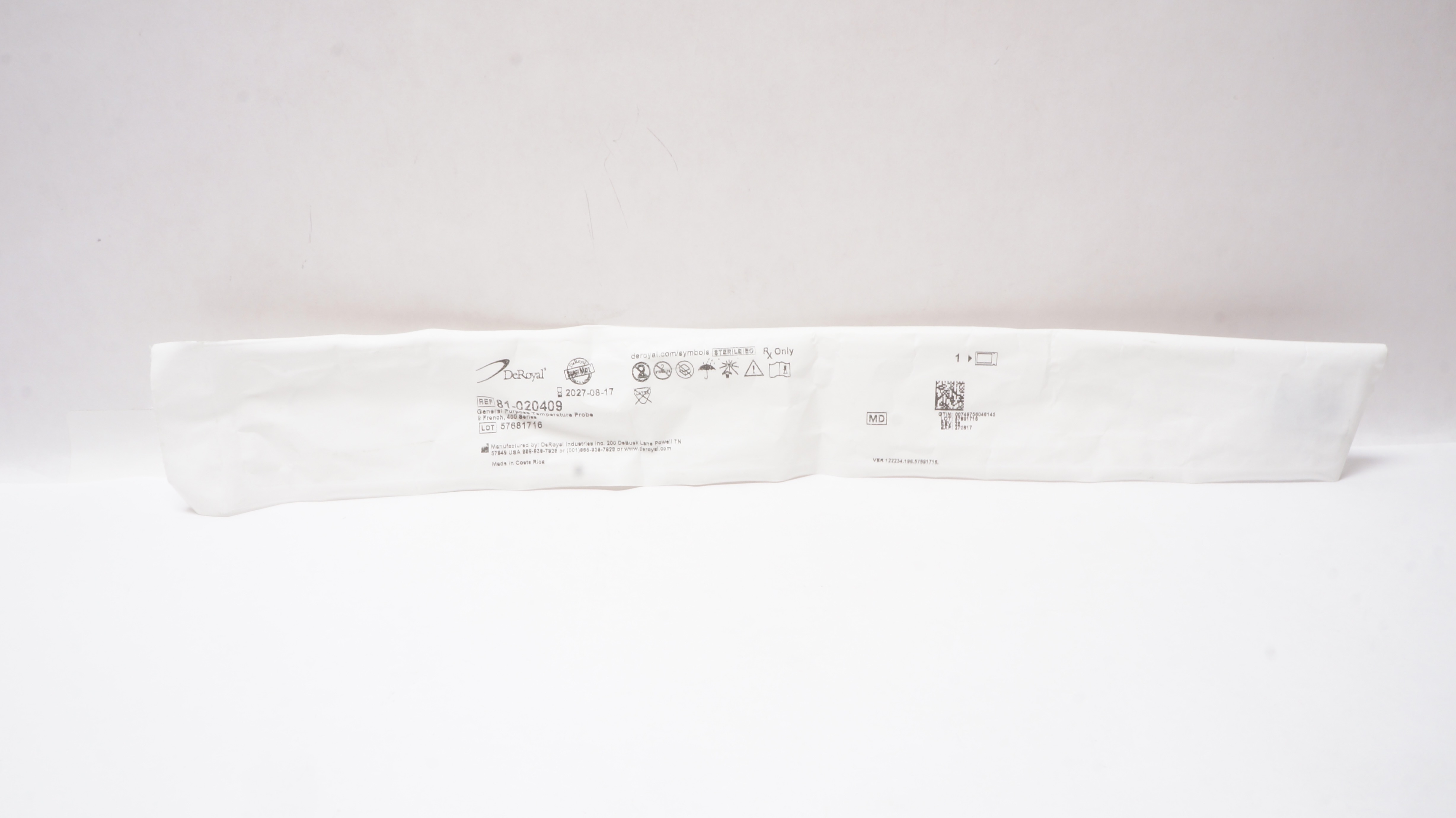 DeRoyal 81-020409 General Purpose Temperature Probe 9 Fr 400 Series