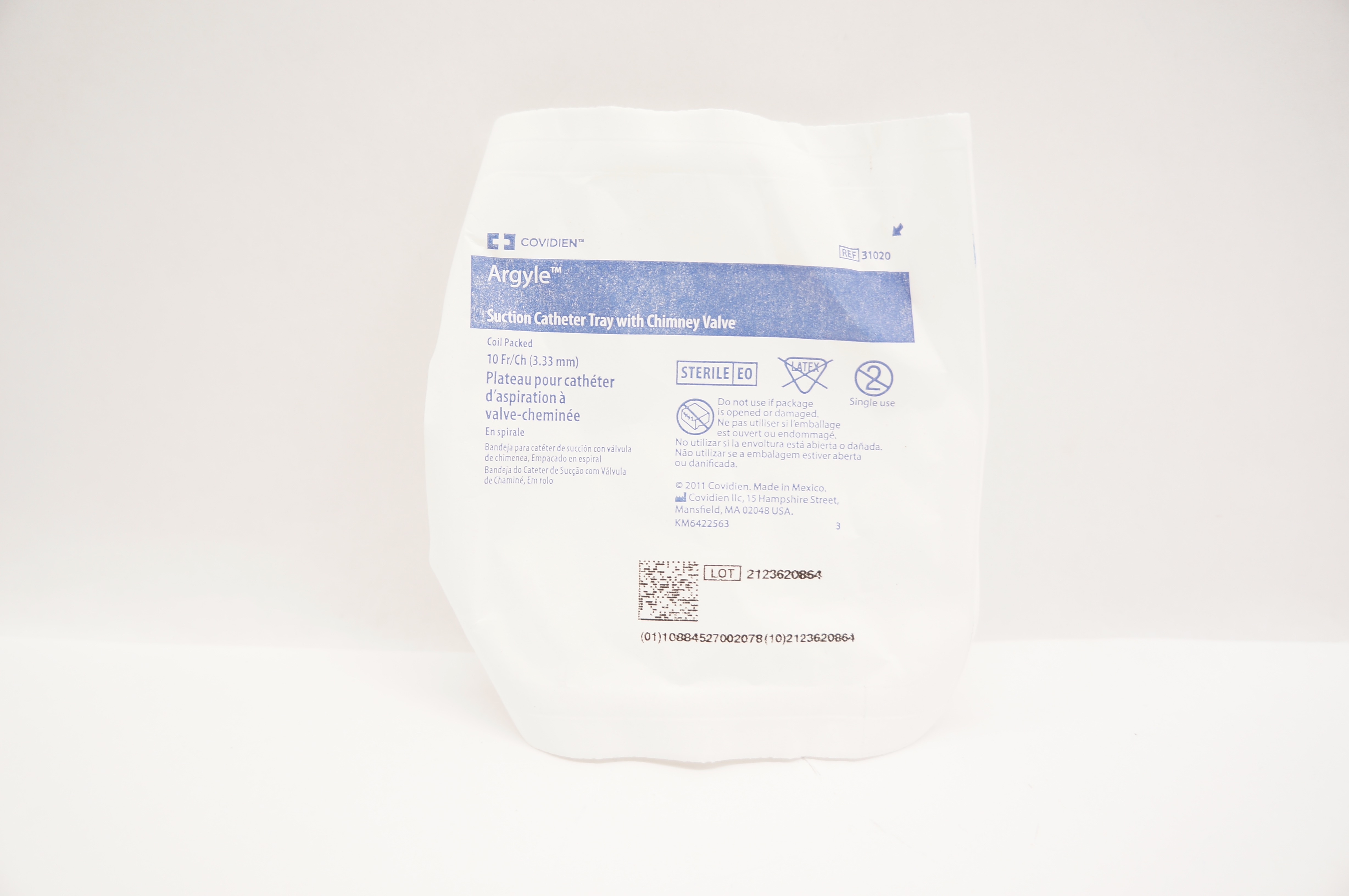 Covidien 31020 Argyle Suction Cath. Tray with Chimney Valve 10Fr/Ch