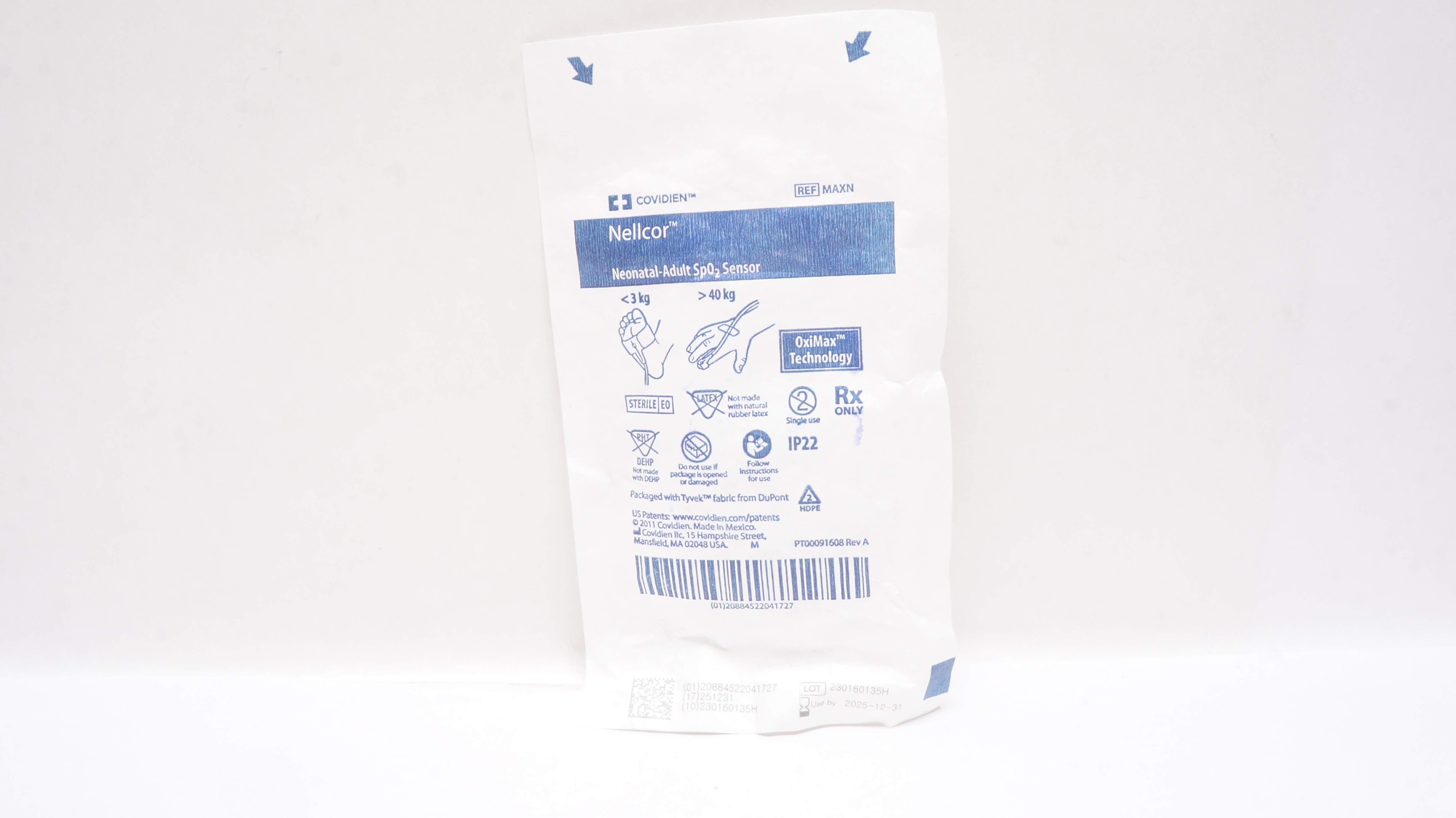 Covidien MAXN Nellcor Neonatal-Adult SpO₂ Sensor <3kg >40kg