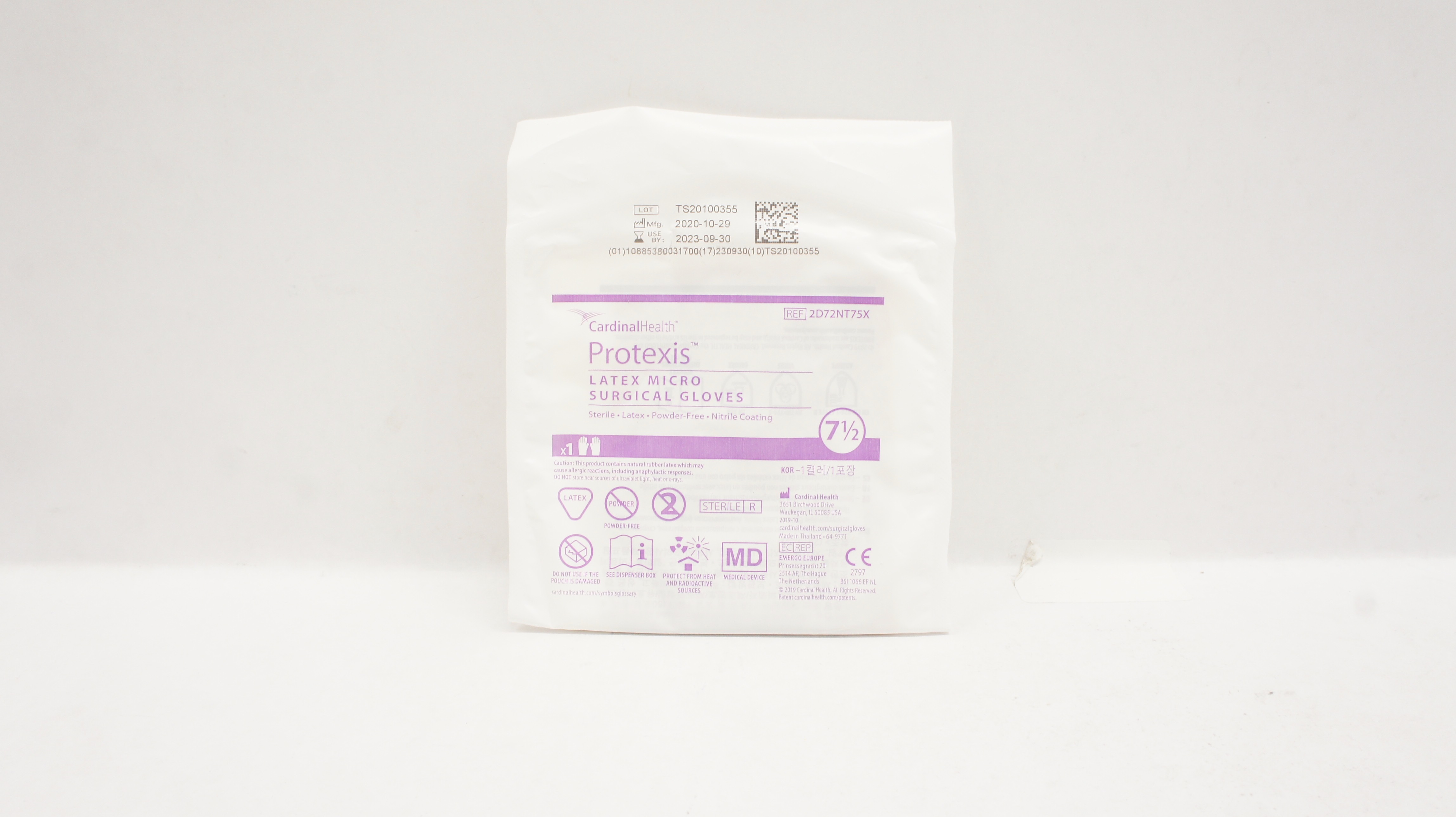 CardinalHealth 2D72NT75X Protexis Latex Micro Surgical Gloves, Size 7-1/2