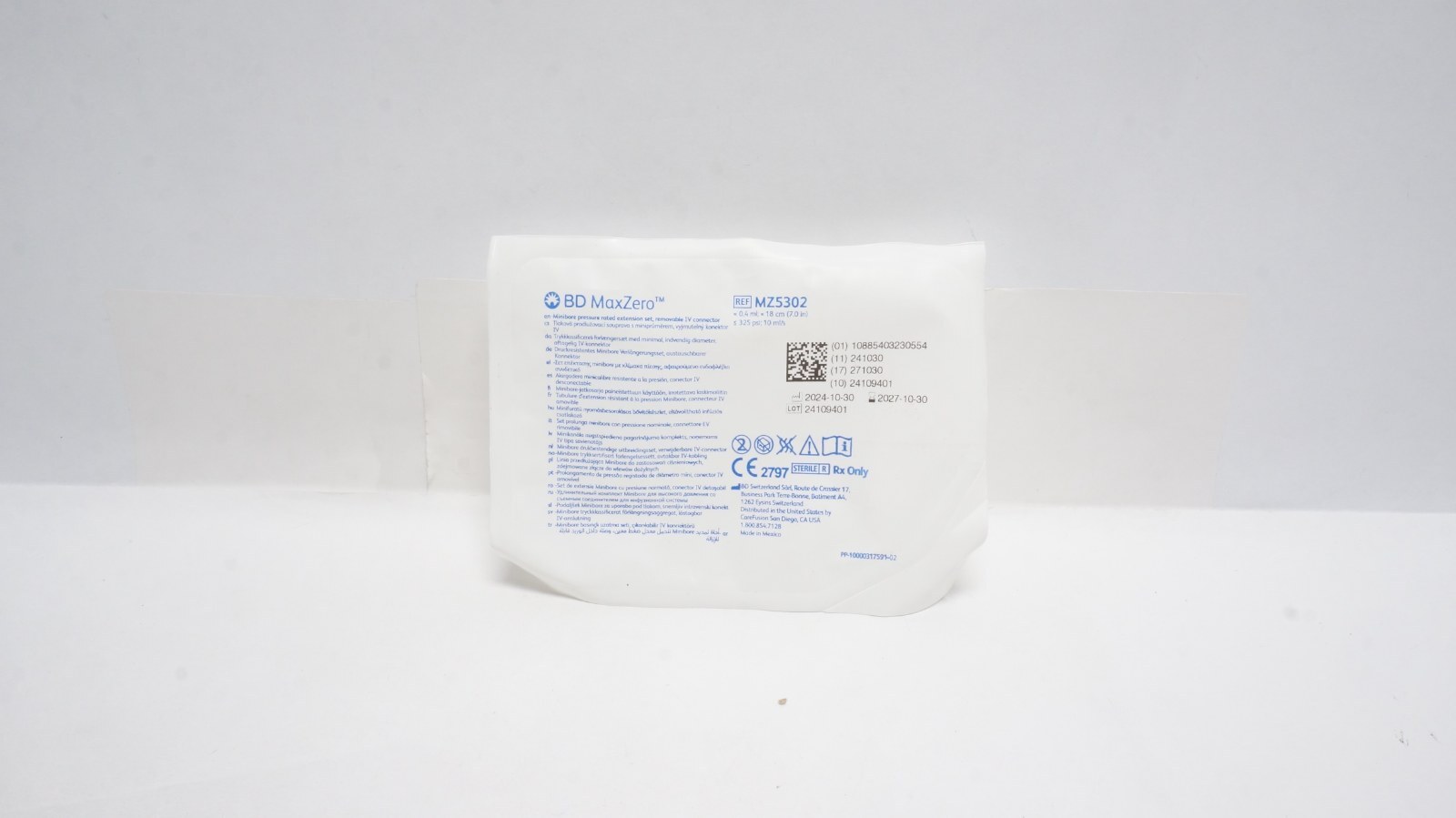 BD MaxZero MZ5302 Extension Set 0.4 ml 18 cm IV Connector