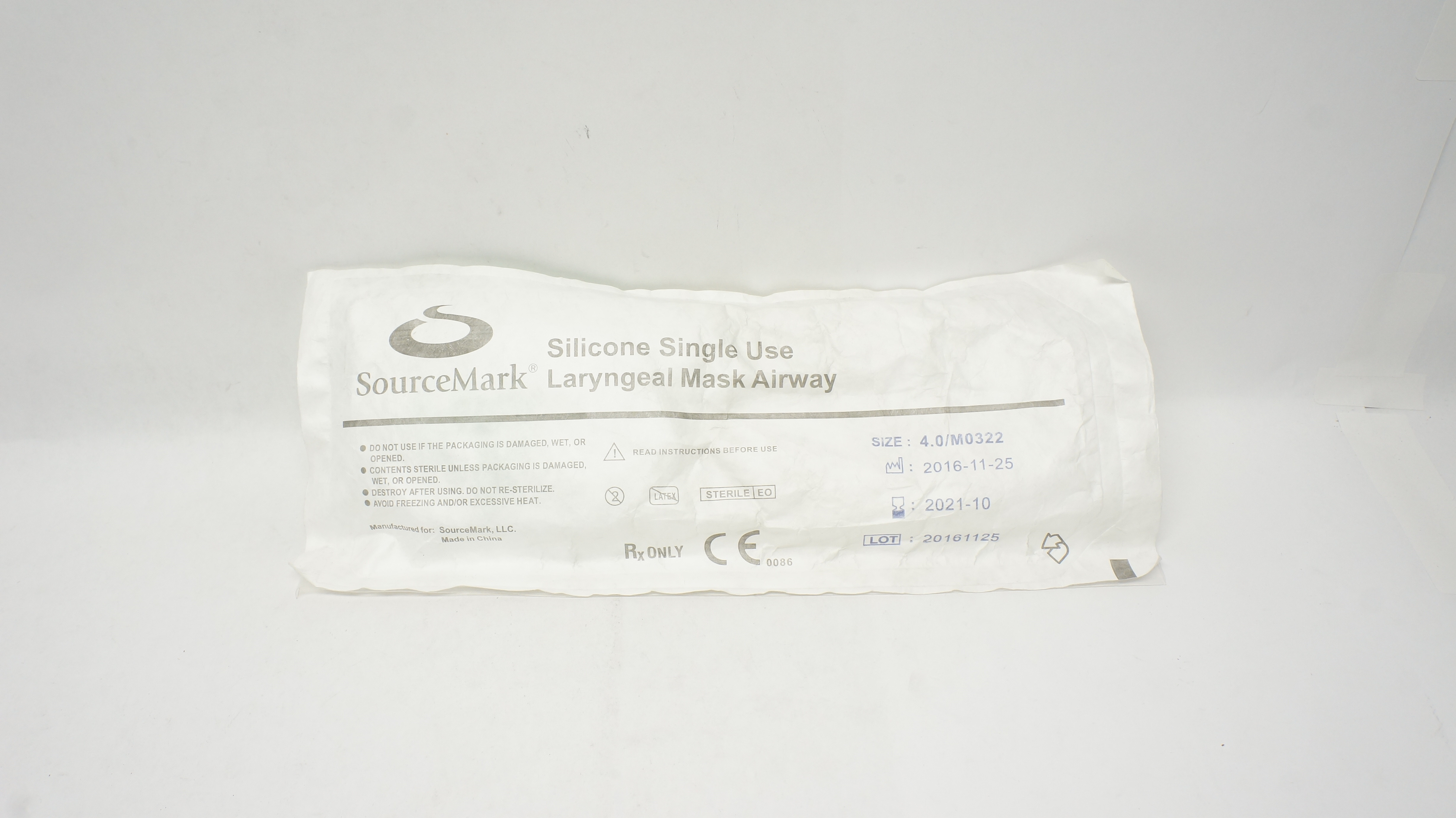 SourceMark M0322 Laryngeal Mask Airway, Size 4, 50-70kg, Air <30ml/60cm H2O (x)