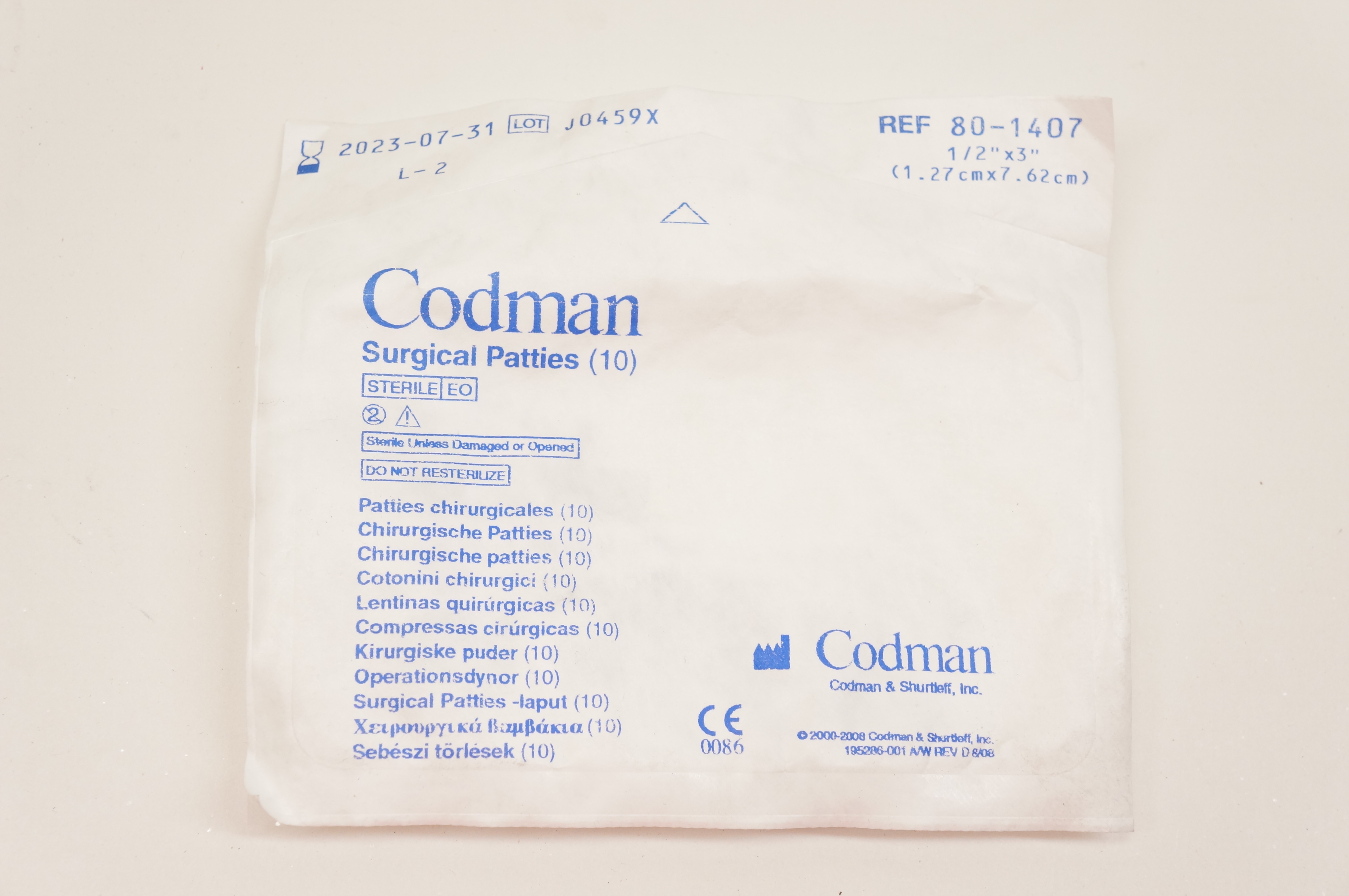 Codman 80-1407 Surgical Patties 1/2inch x 3inch
