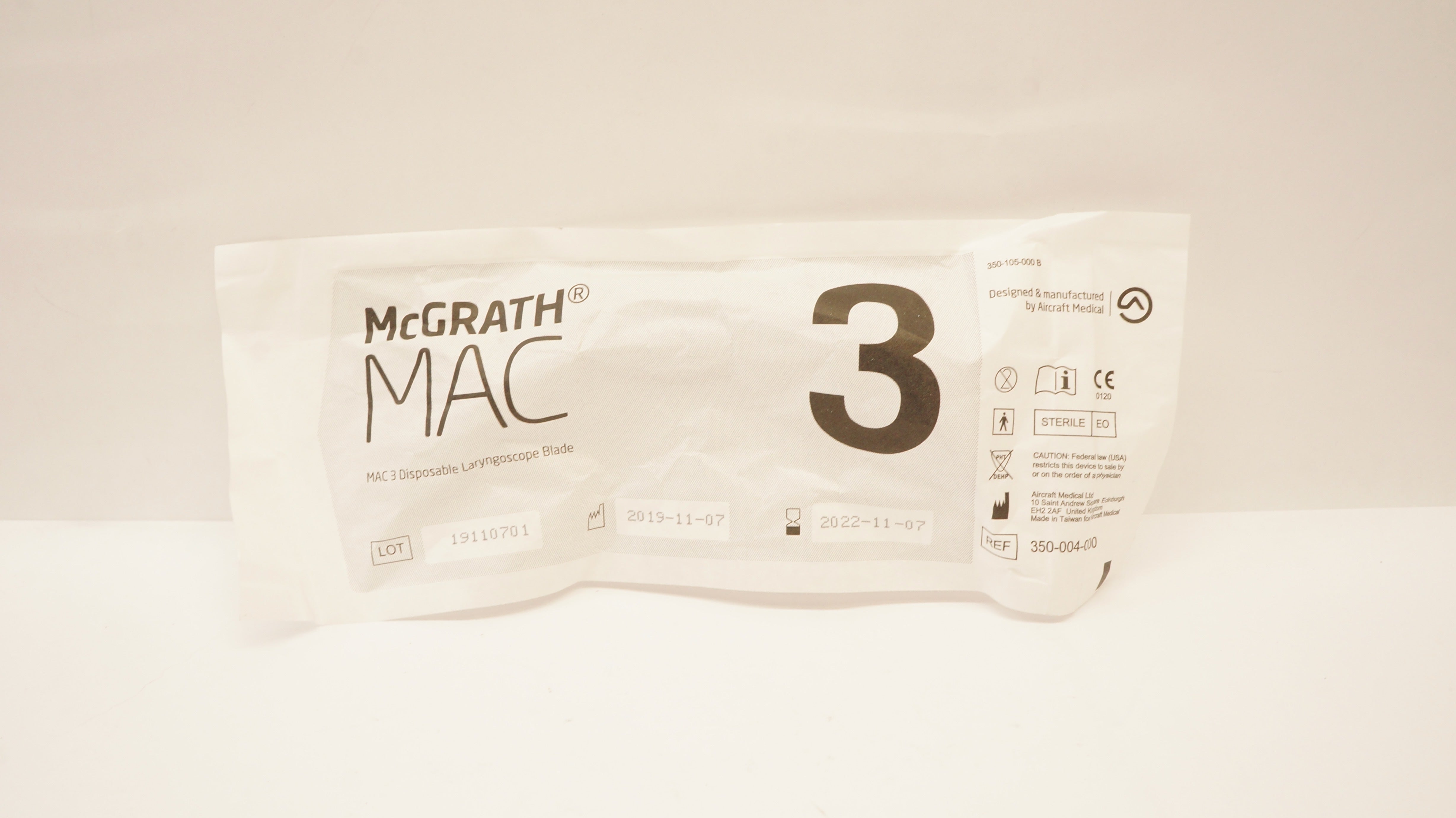 Aircraft Medical 350-004-000 McGRATH MAC 3 Disposable Laryngoscope Blade (x)