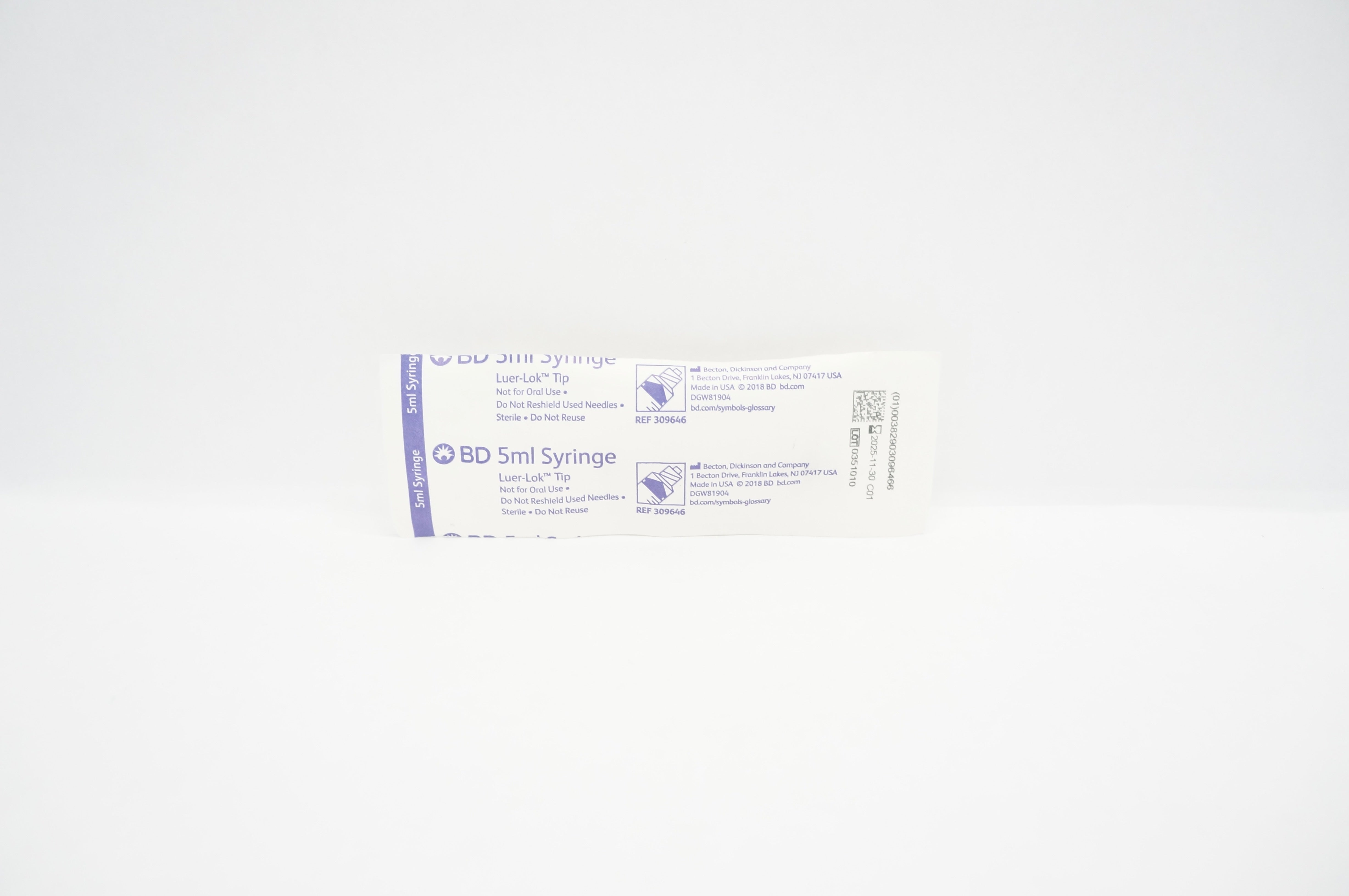 BD 309646 Syringe, Luer-Lok Tip, 5mL