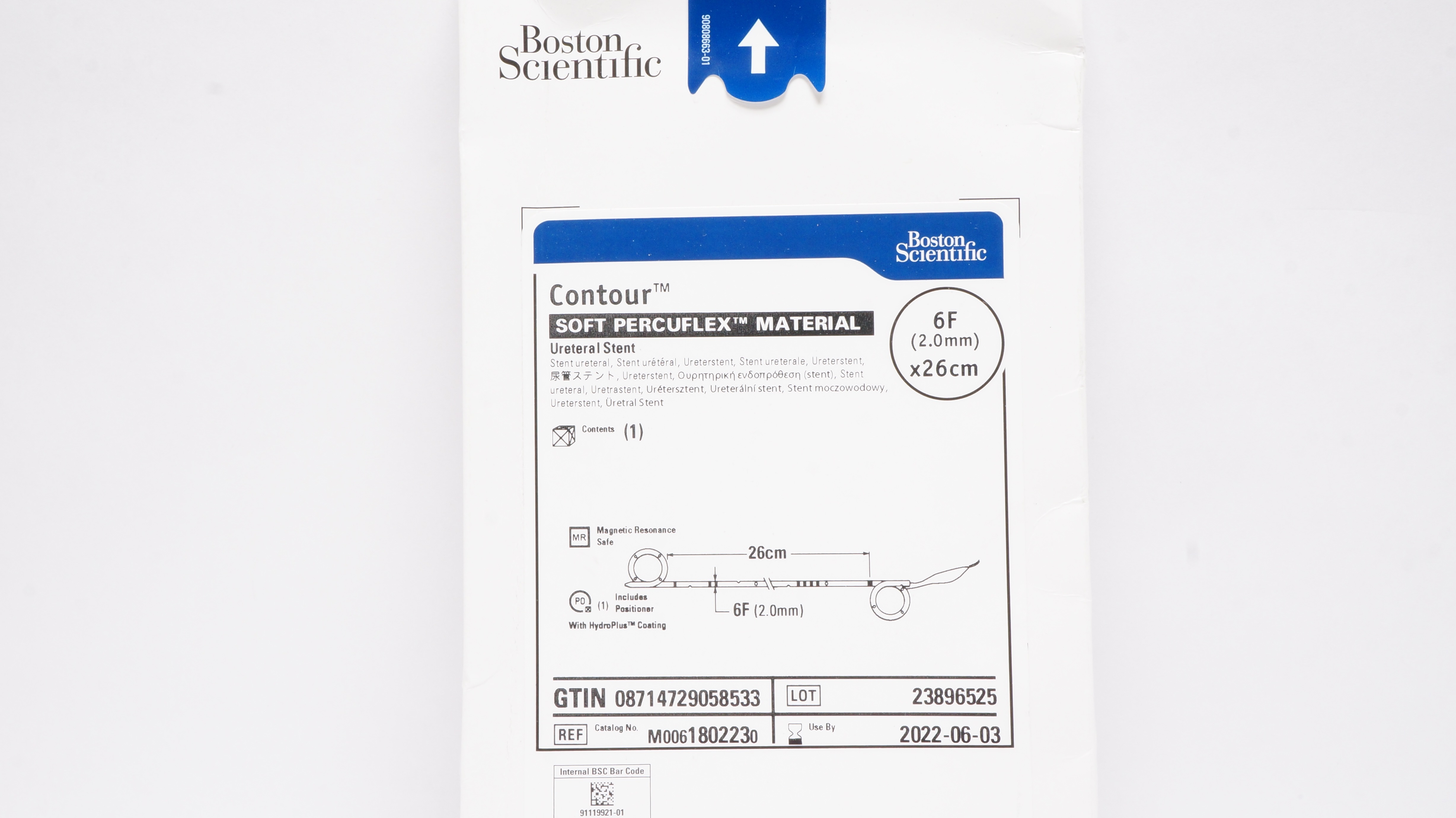 Boston Scientific M0061802230 Contour Soft Percuflex Ureteral Stnt 6F x 26 cm(x)