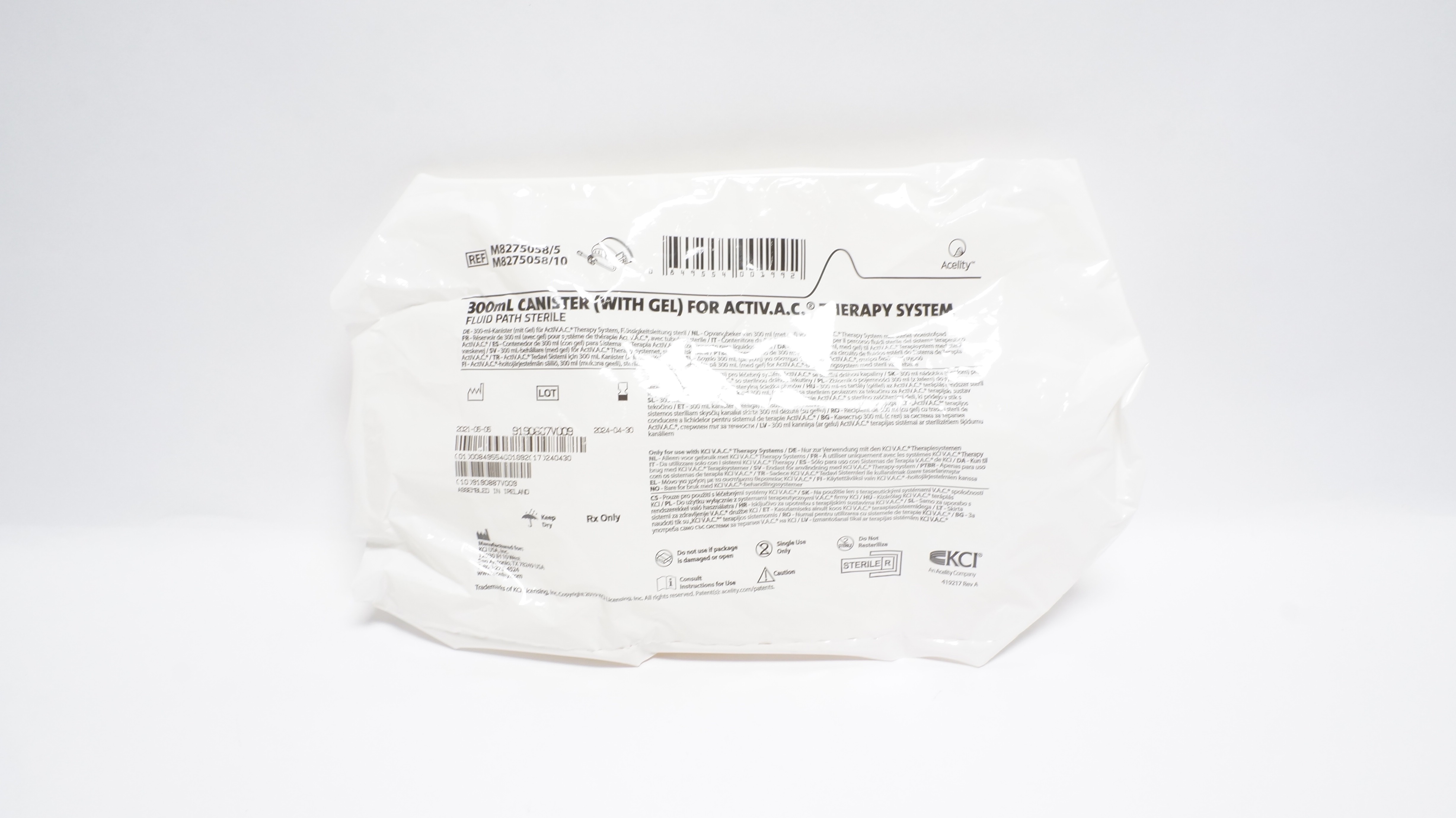 KCI M8275058/5 300ml Canister (with Gel) Acti V.A.C. Therapy System (x)