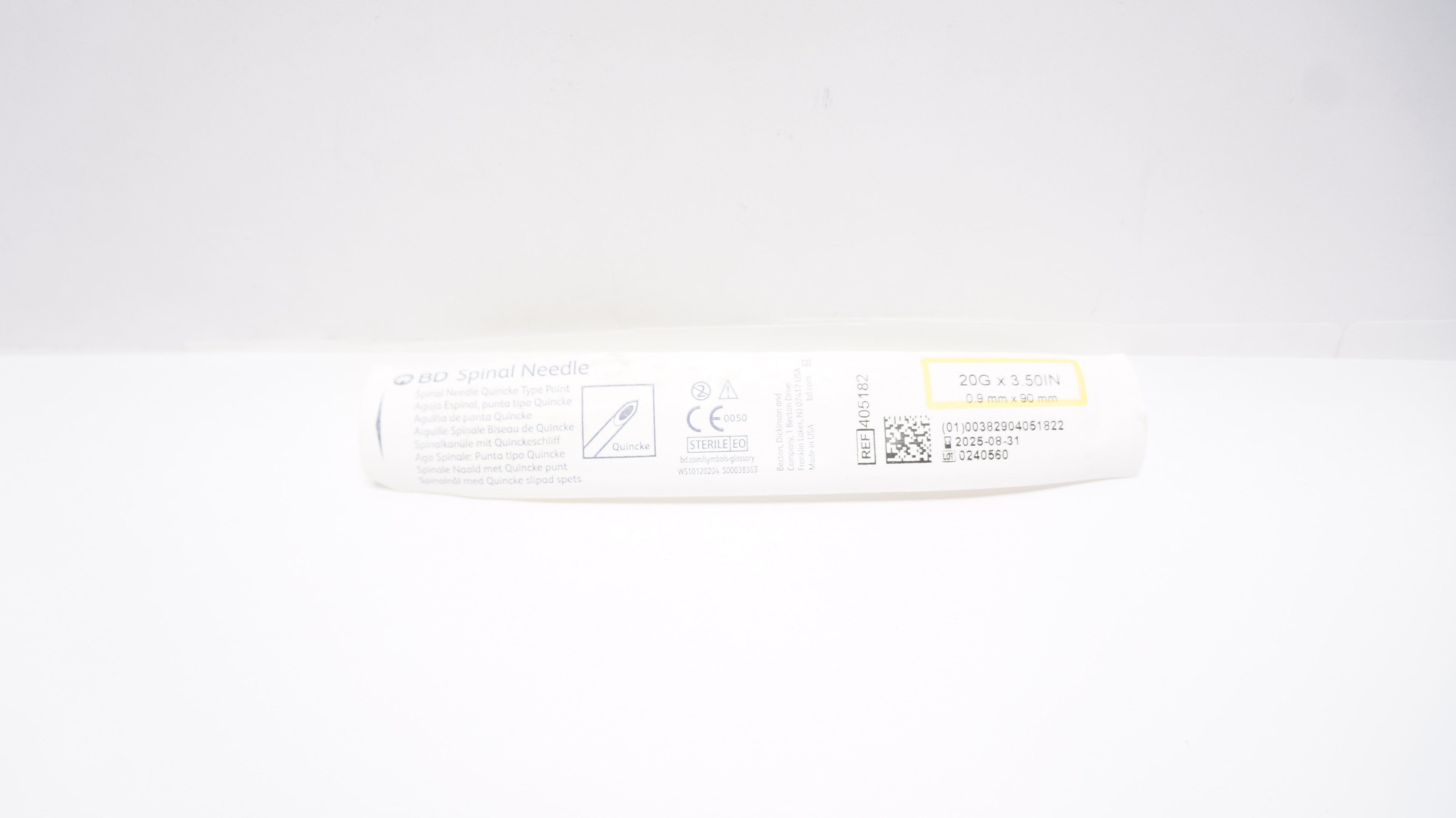 BD 405182 Spinal Ndle Quincke Type Point 20G x 3.5inch