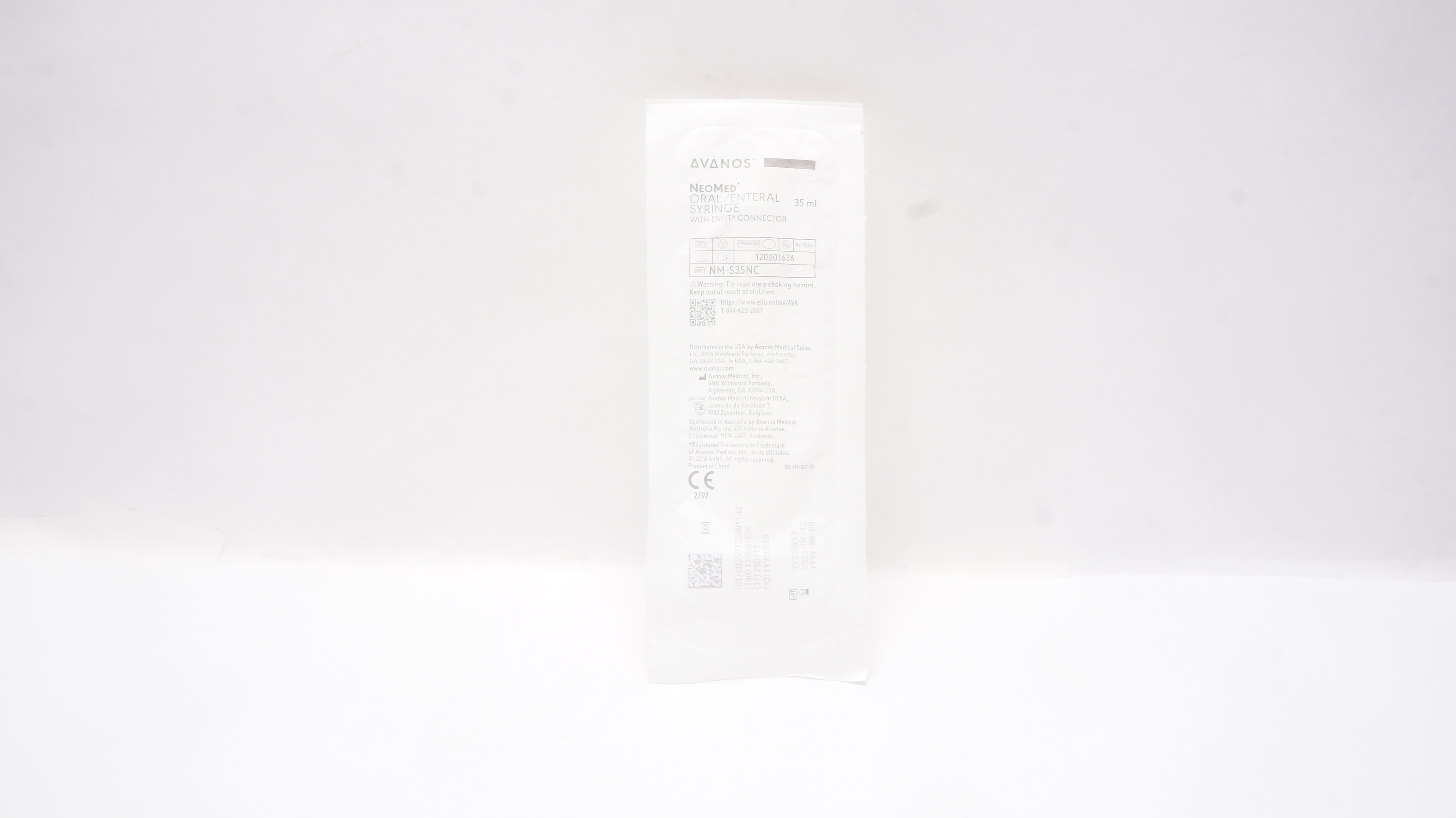 Avanos NM-S35NC NeoMed Oral/Enteral Syringe with ENFIT Connector 35mL