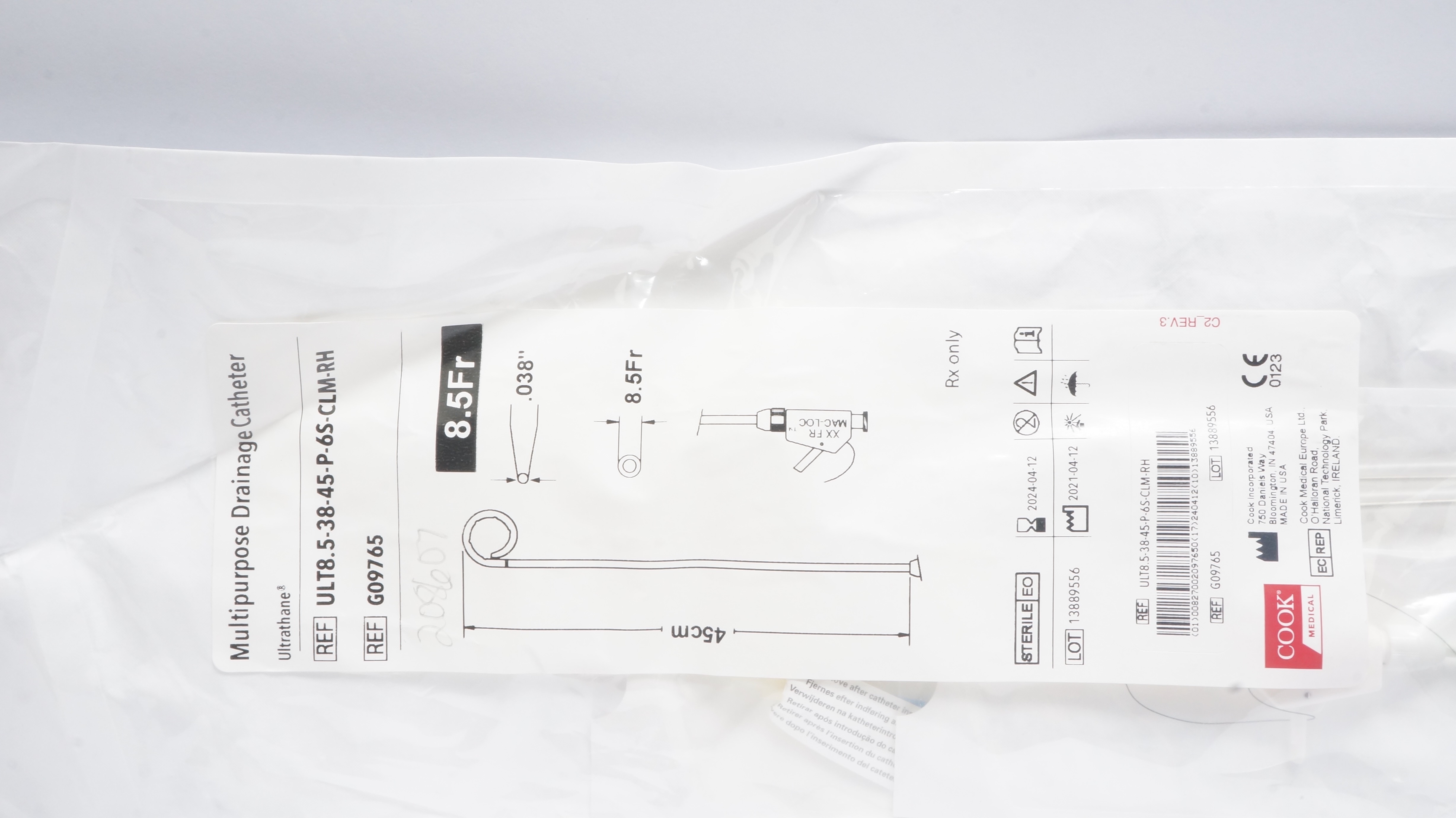 Cook Medical G09765 Multipurpose Drainage Cath. Ultrathane 8.5Fr x 45cm (x)