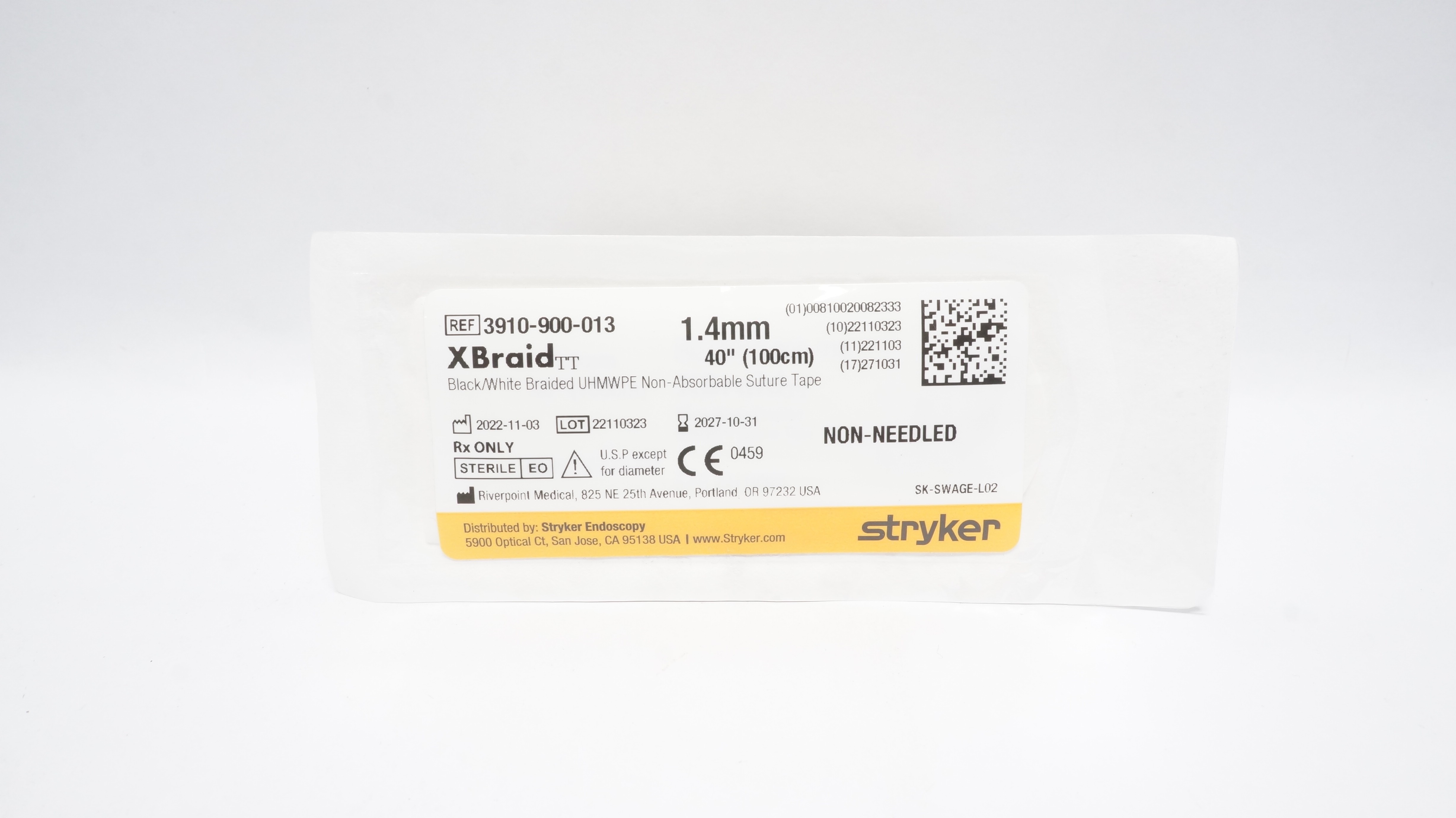 Riverpoint Medical 3910-900-013 Stryker XBraid TT, 1.4mm, 40in. UHMWPE Stre. Tape