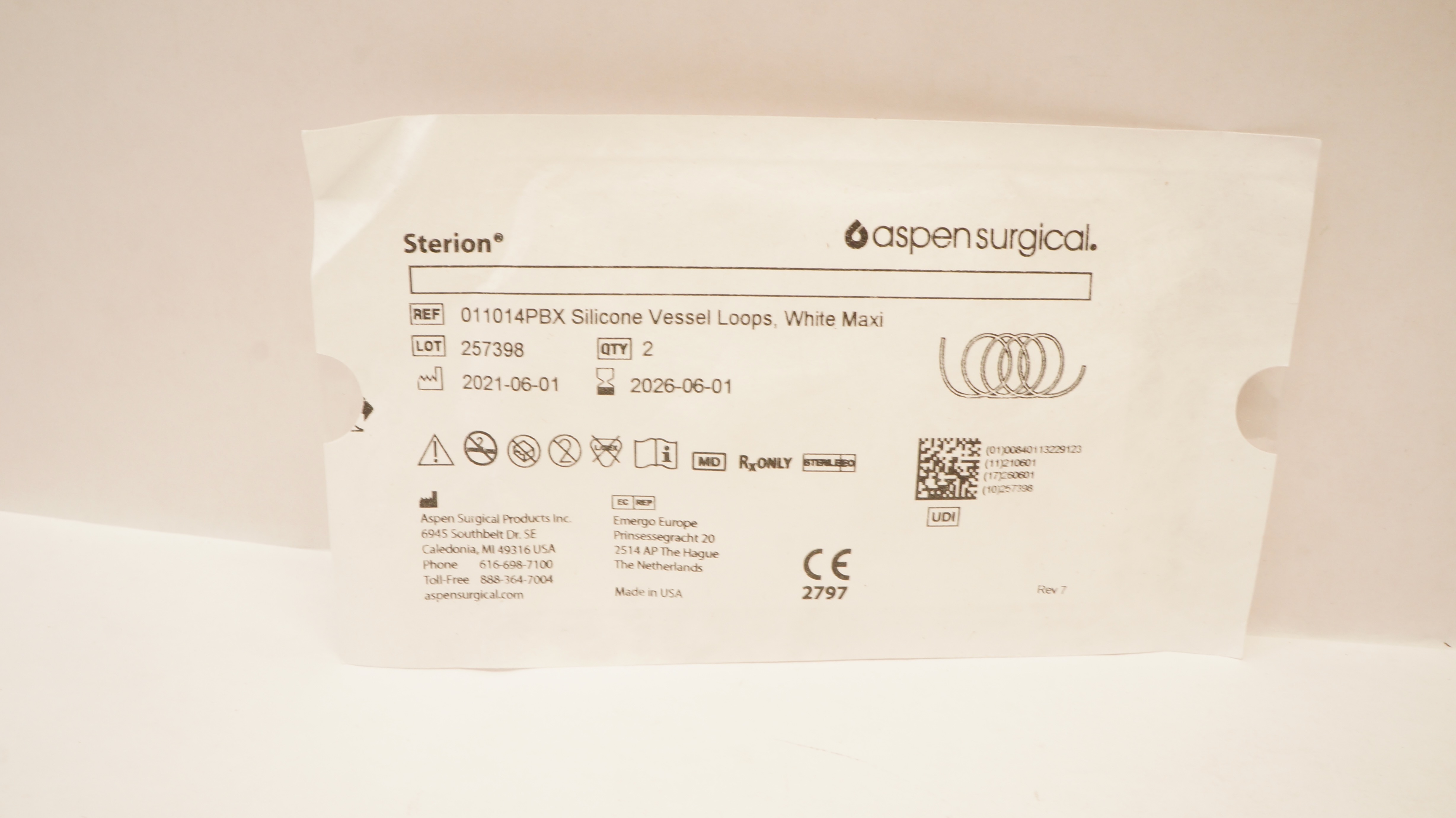 Aspen 011014PBX Hill-Rom Silicone Vessel Loops, White Maxi - Pack of 2