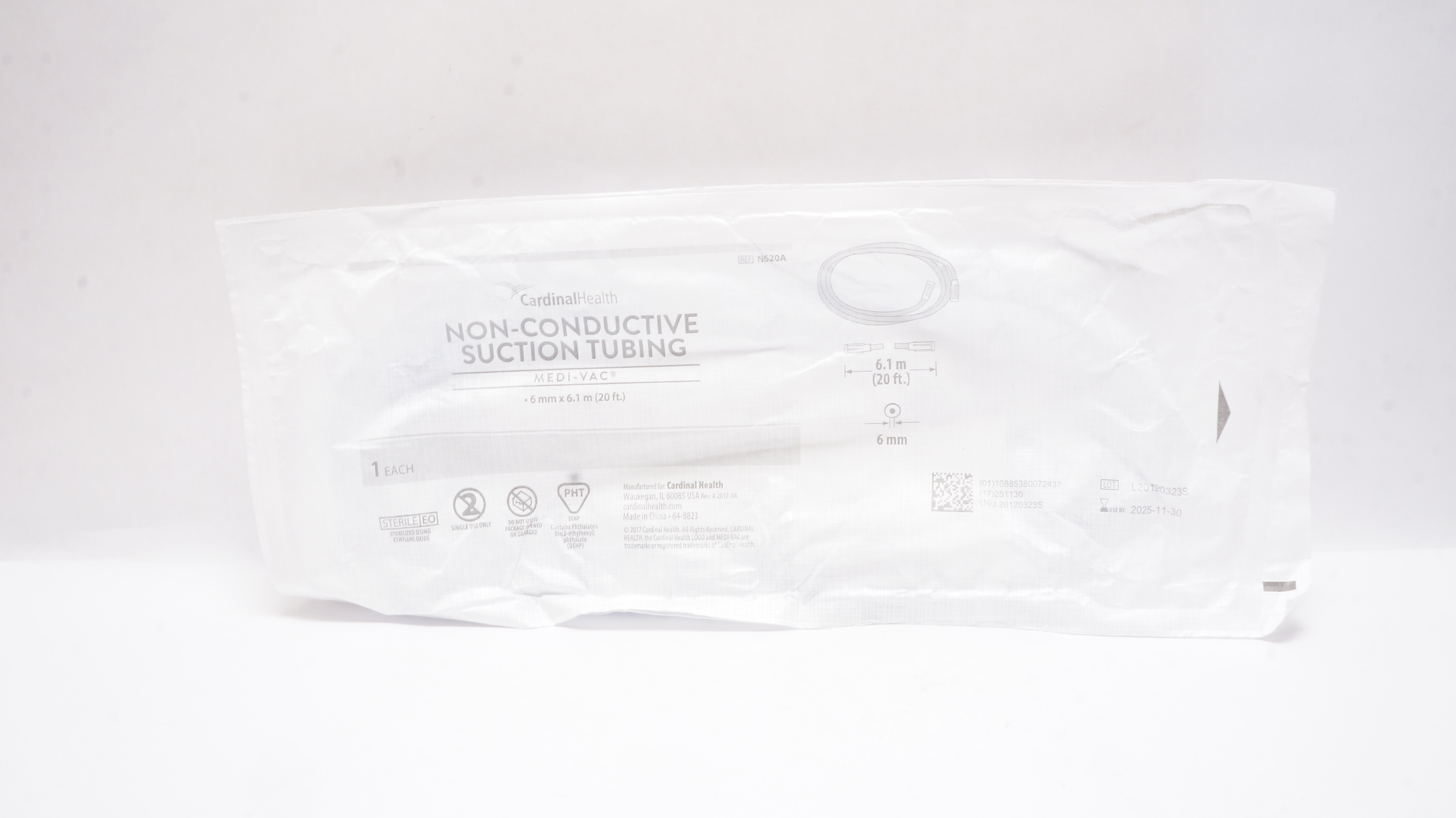 Cardinal Health N620A Non-Conductive Suction Tubing 20ft