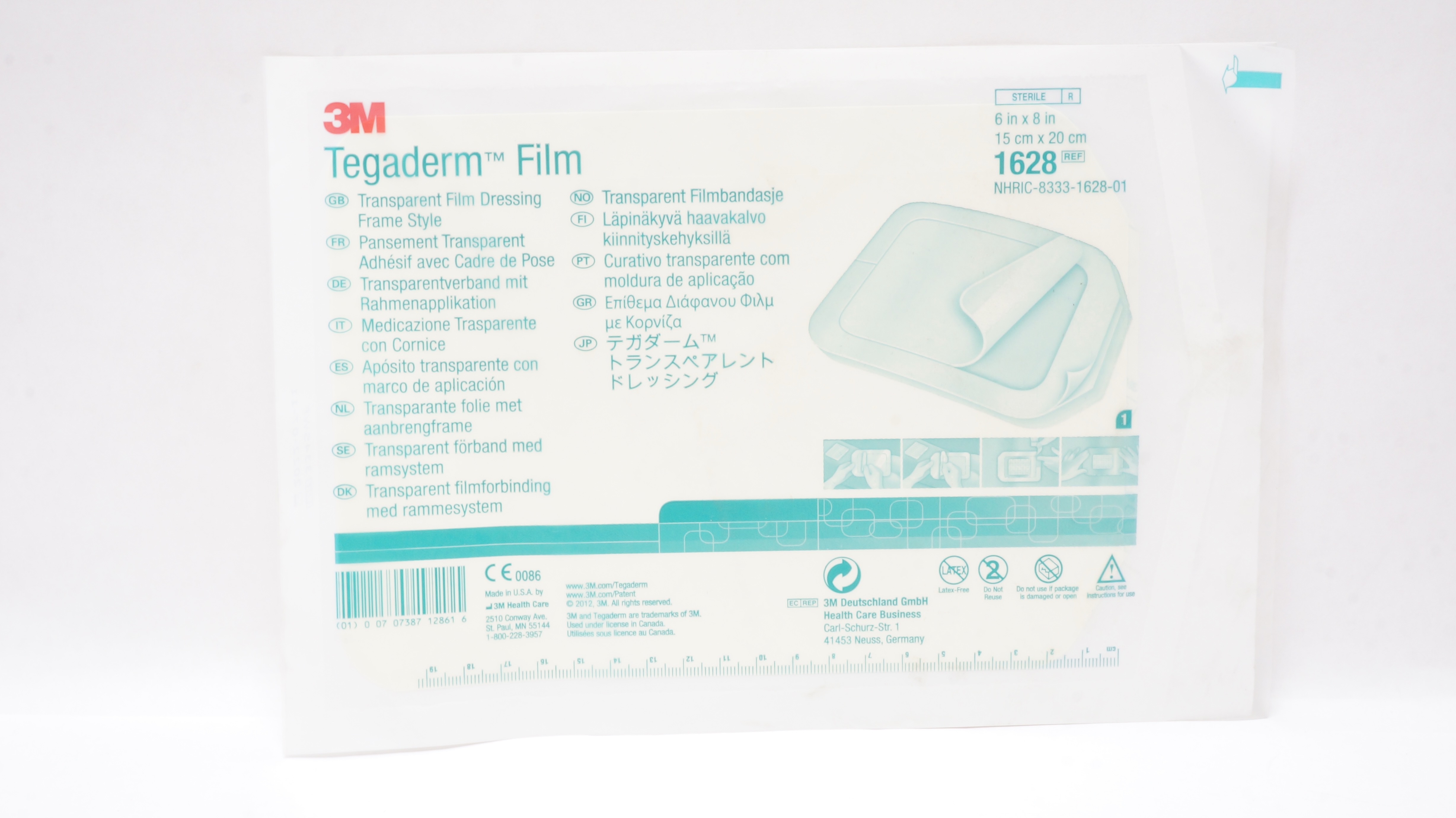 3M 1628 Tegaderm Transparent Film Dressing, Frame Style 6inch x 8inch (x)