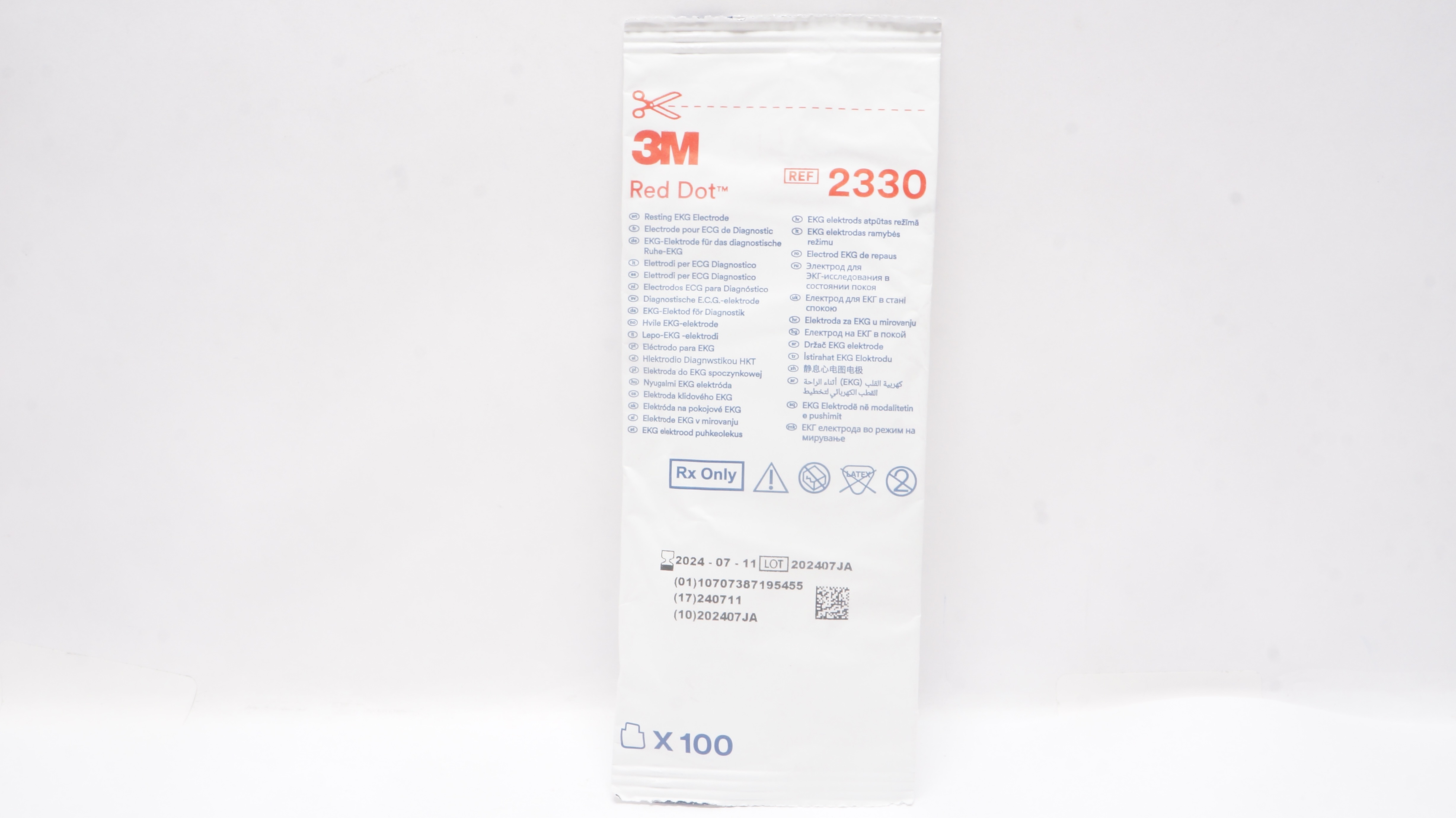 3M 2330 Red Dot Resting EKG Electrode - Pack of 100