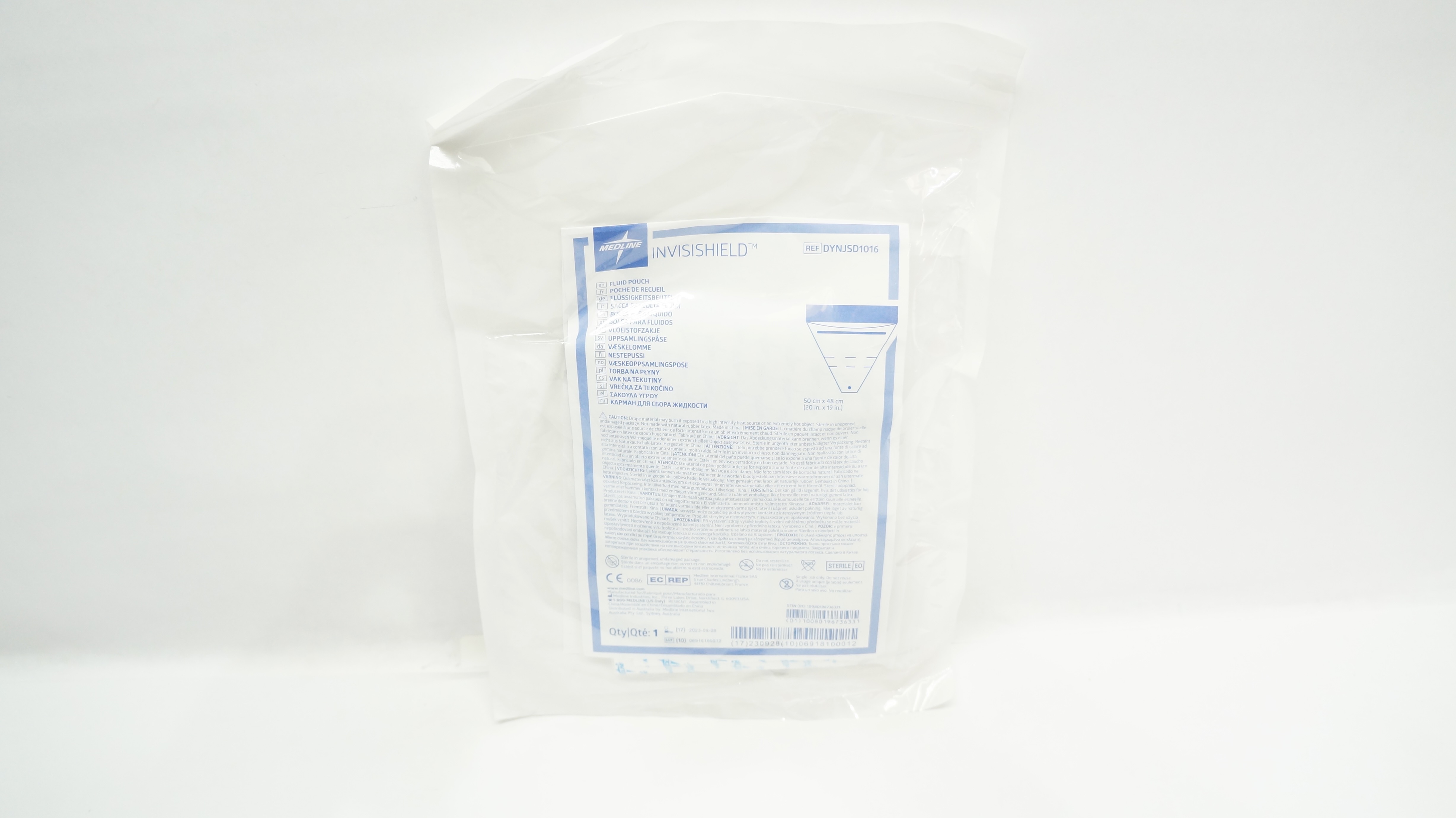 Medline DYNJSD1016 INVISISHIELD Fluid Pouch 20inch x 19inch