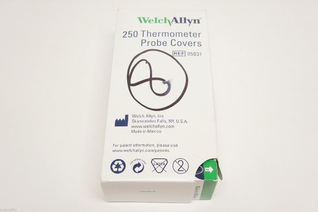 Welch Allyn 05031 Digital Thermometer Disposable Probe Covers 250
