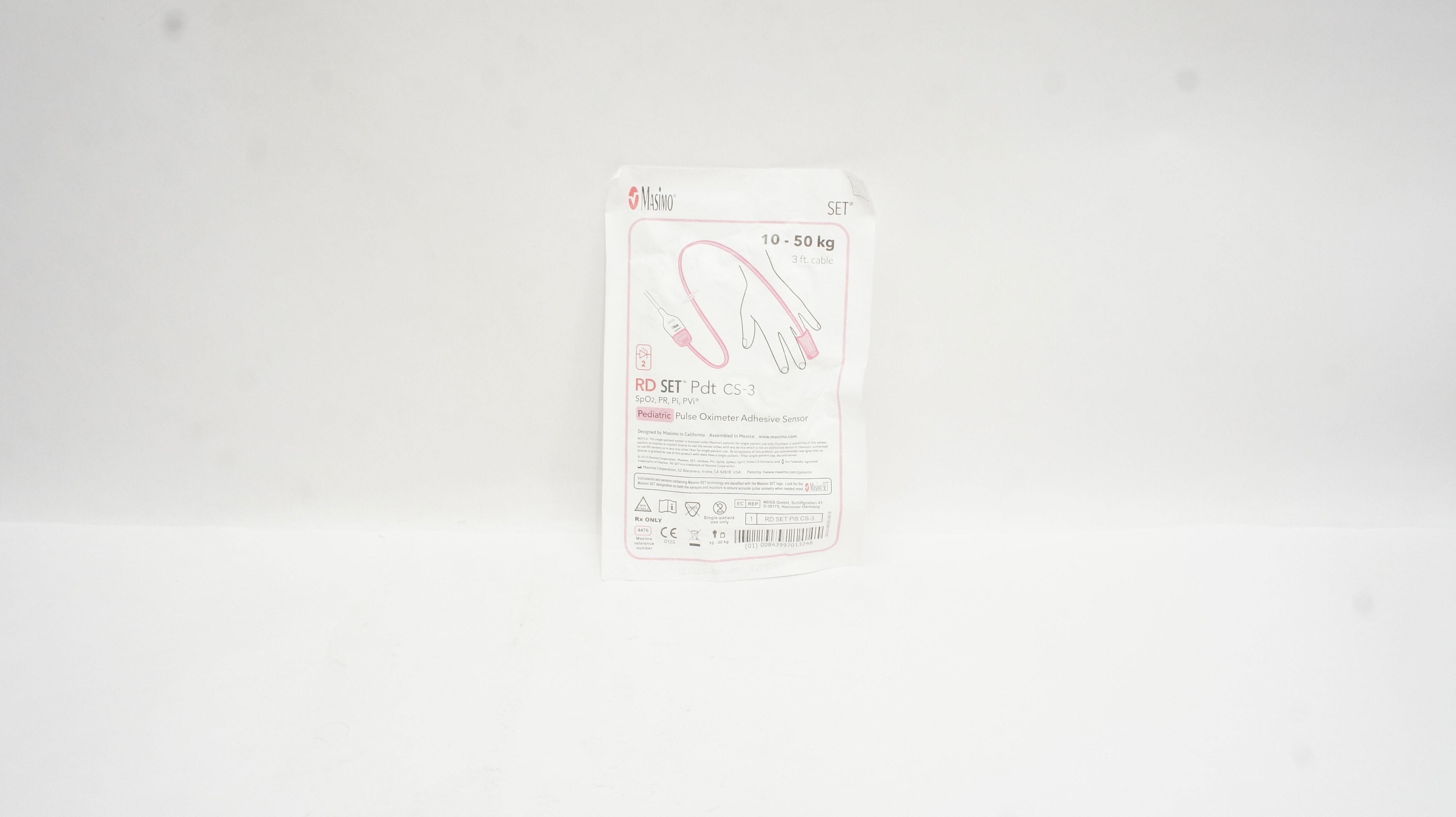 Masimo 4476 RD Set Pediatric Pulse Oximeter Adhesive Sensor 10-50kg