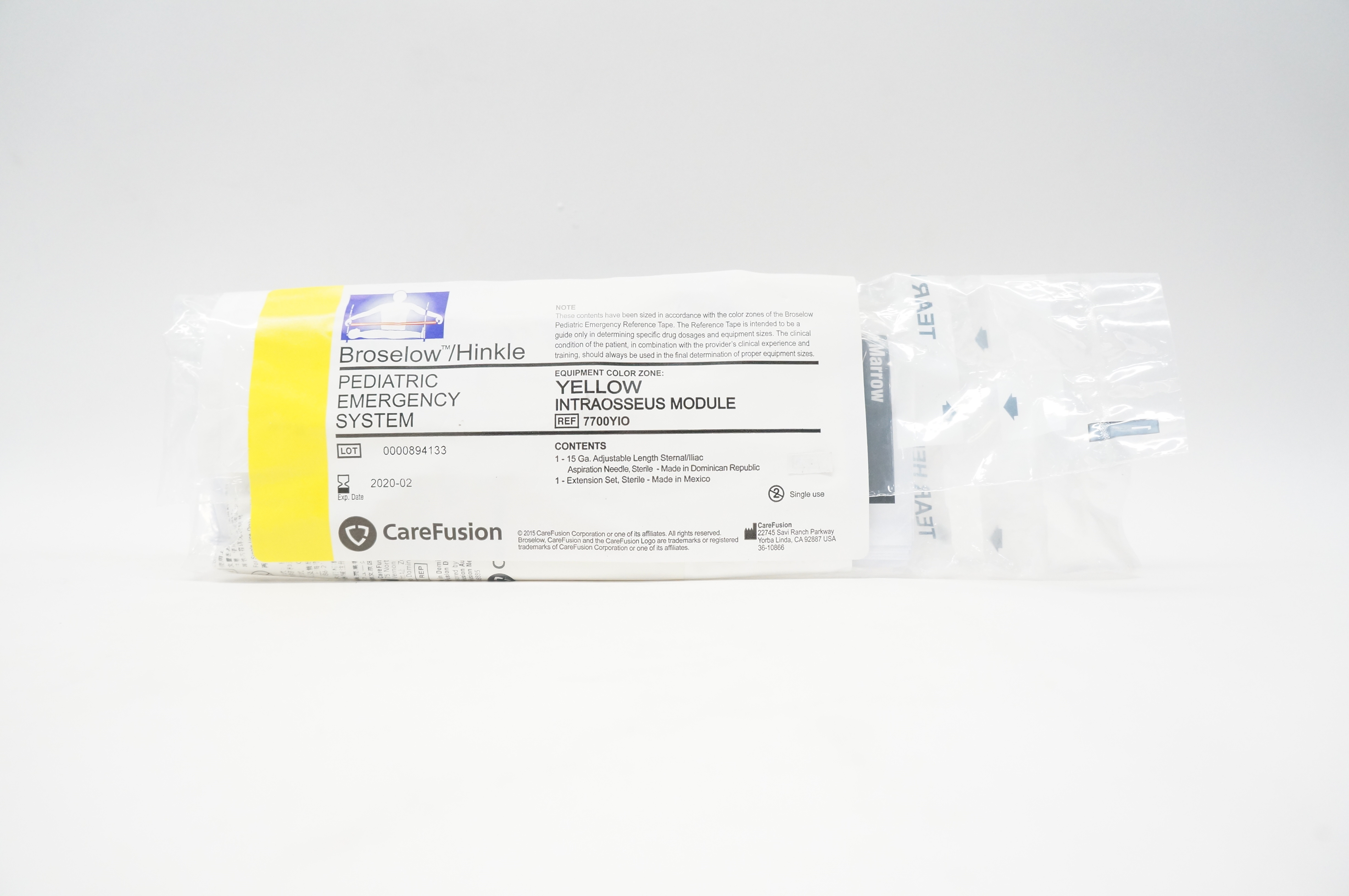 CareFusion 7700YIO Broselow/Hinkle Yellow Intraosseus Module (x)